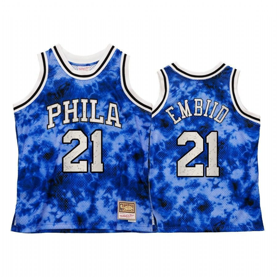 Men's Philadelphia 76ers Joel Embiid Galaxy Constellation Jersey Royal Vintage