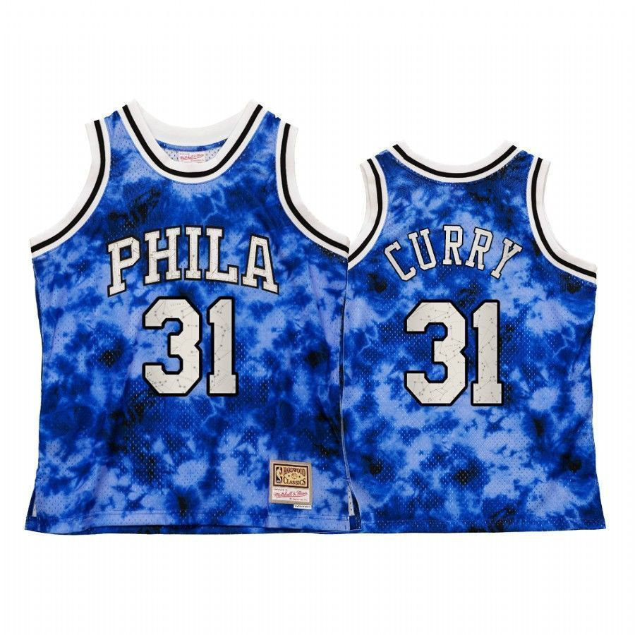 Men's Philadelphia 76ers Seth Curry Galaxy Constellation Jersey Royal Vintage