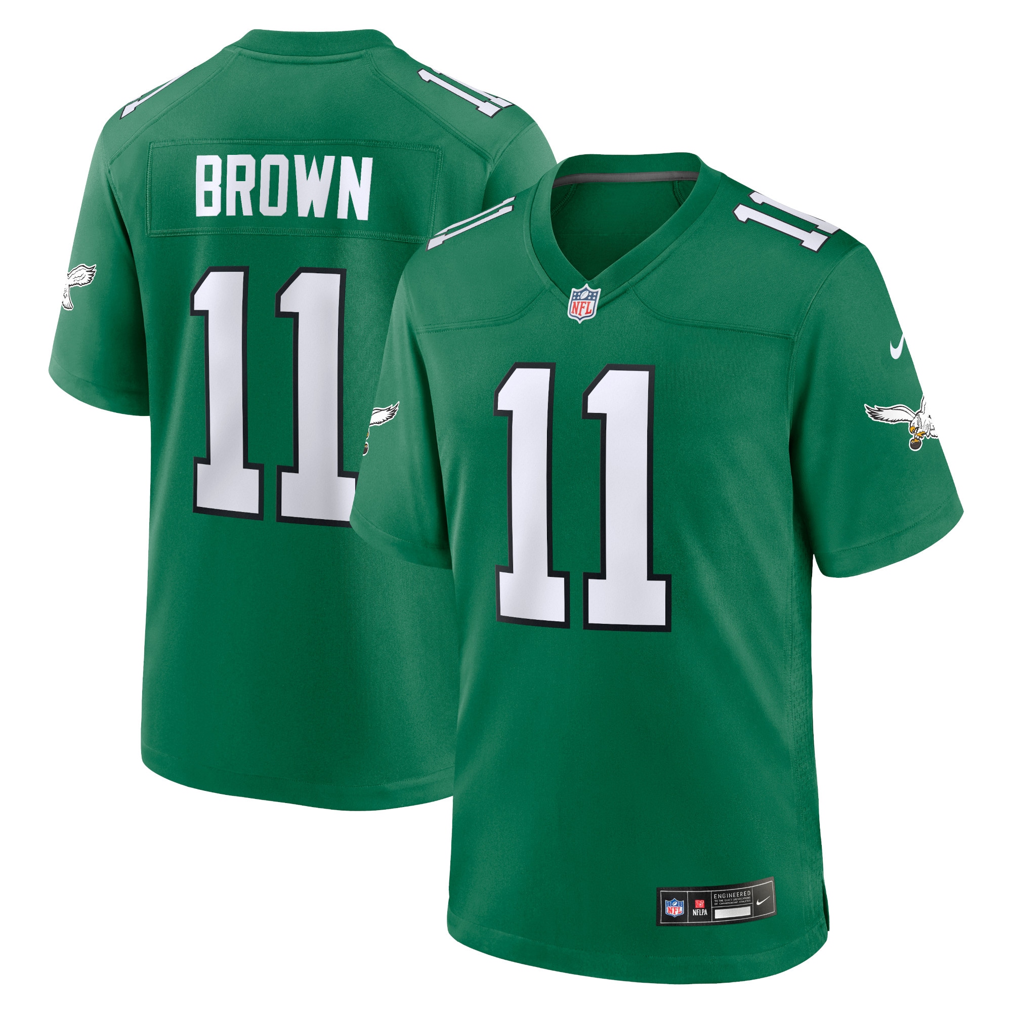 Men's Philadelphia Eagles A.j. Brown Kelly Green Alternate Game Player Jersey Js3854