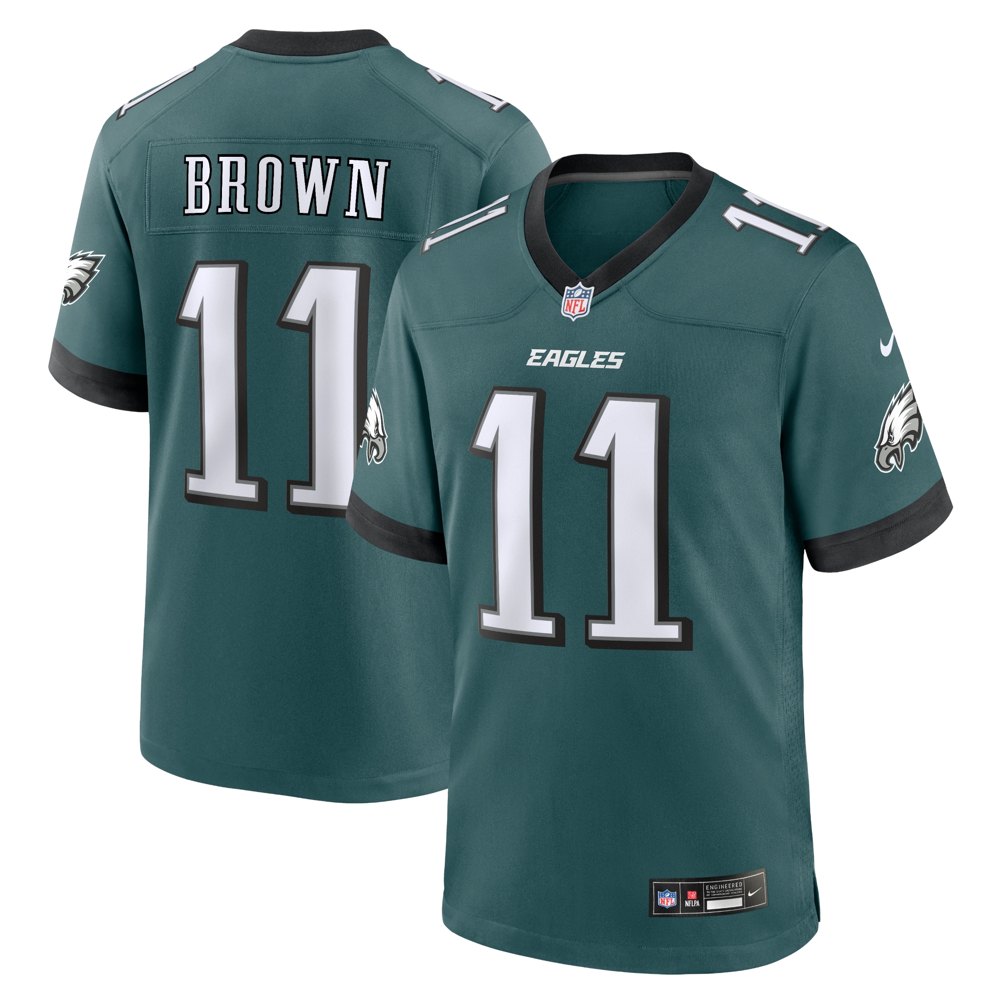 Men's Philadelphia Eagles A.j. Brown Midnight Green Team Game Jersey Js4550