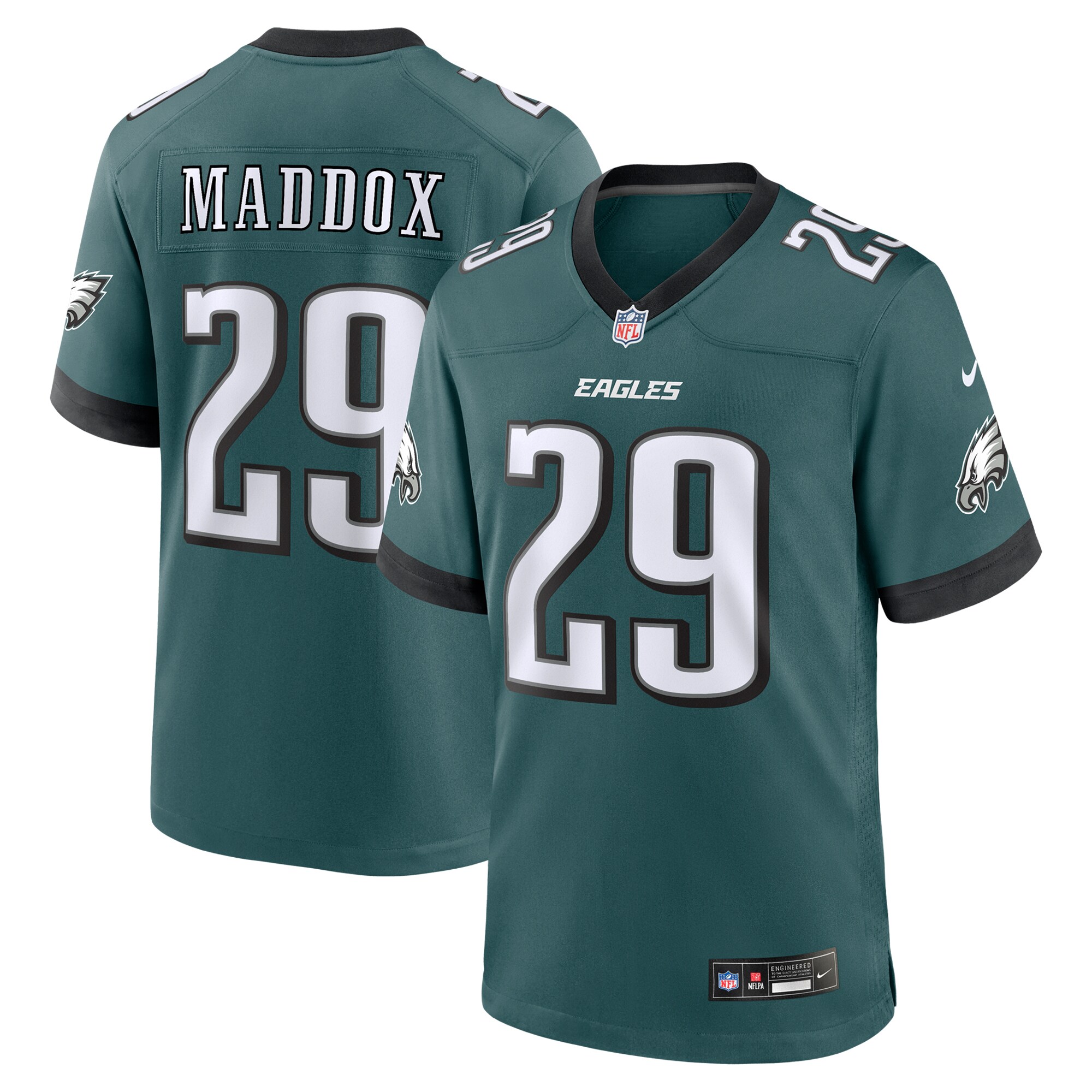 Men's Philadelphia Eagles Avonte Maddox Midnight Green Team Game Jersey Js2193