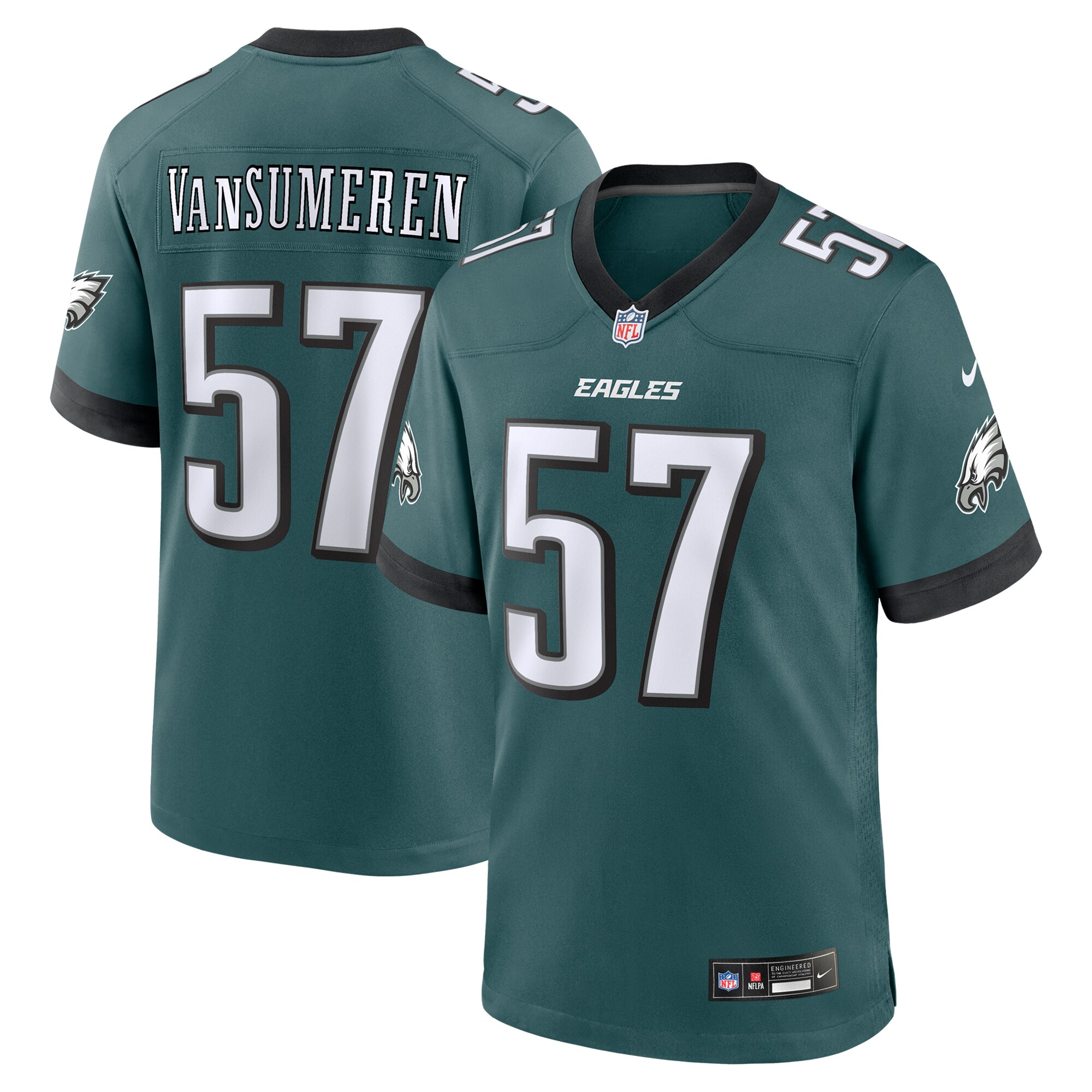 Men's Philadelphia Eagles Ben Vansumeren Midnight Green Team Game Jersey Js8891