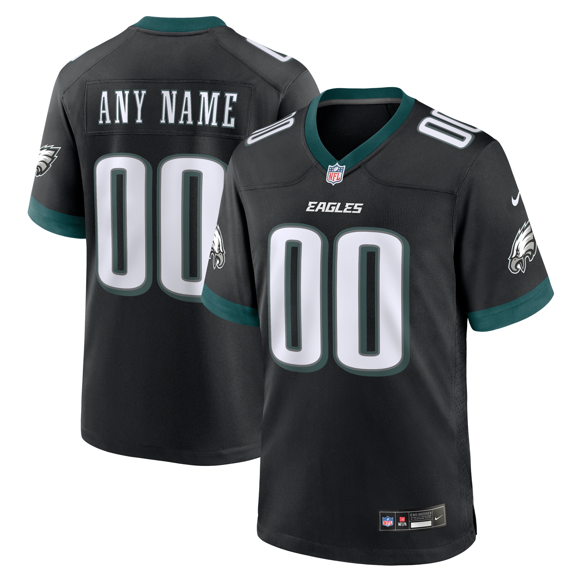 Men's Philadelphia Eagles Black Alternate Custom Game Jersey Js7744