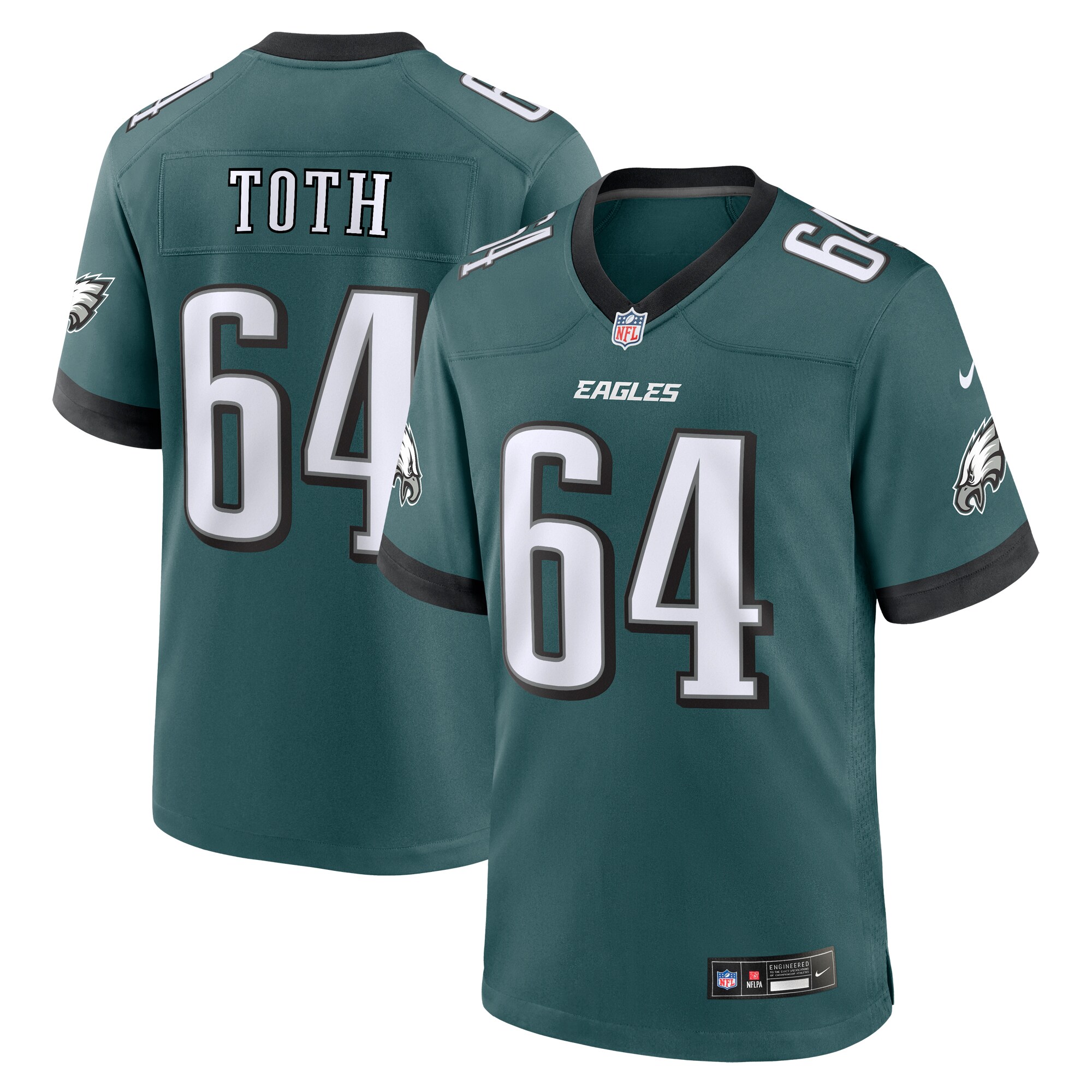Men's Philadelphia Eagles Brett Toth Midnight Green Game Jersey Js3840