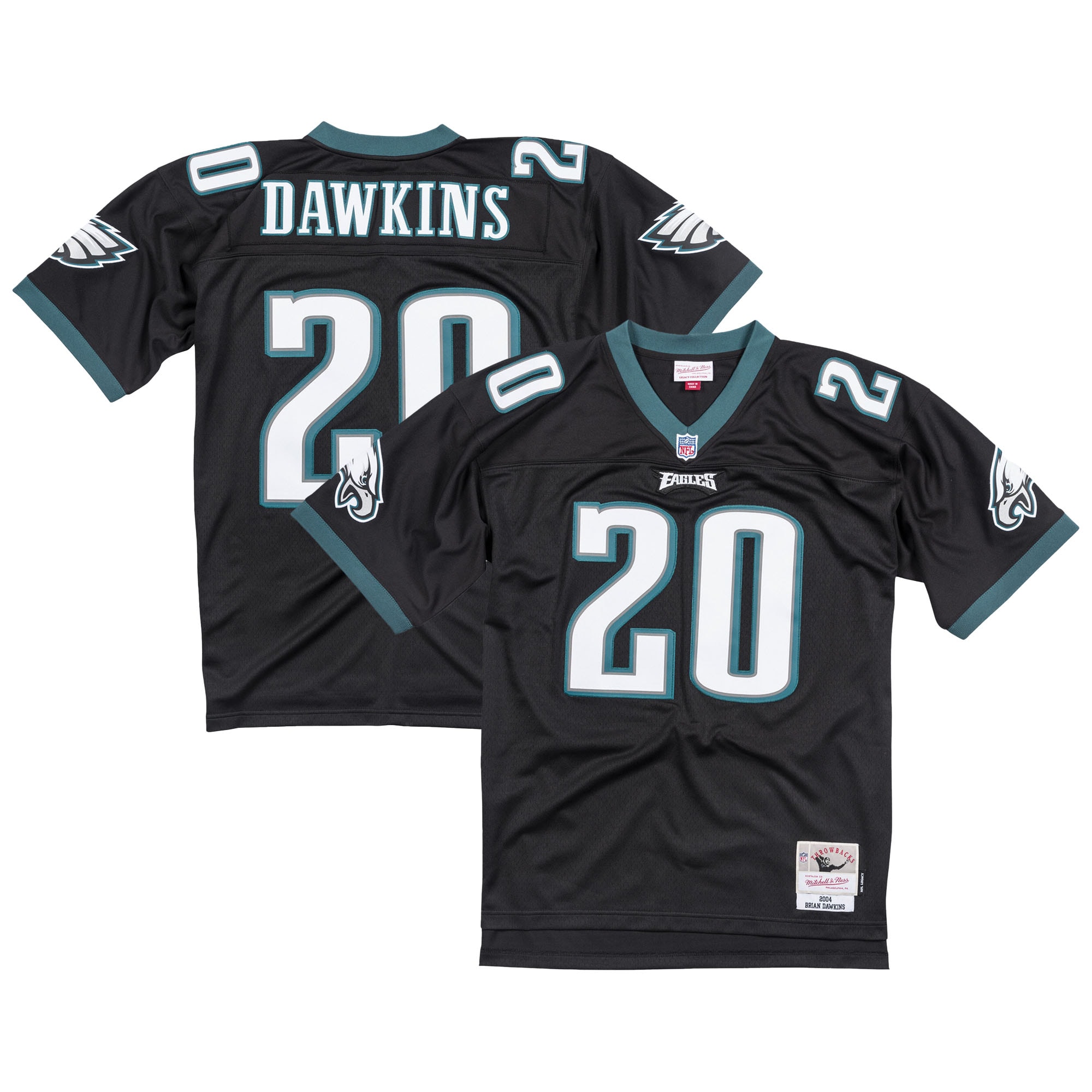 Men's Philadelphia Eagles Brian Dawkins Mitchell & Ness Black Legacy Jersey Js7842