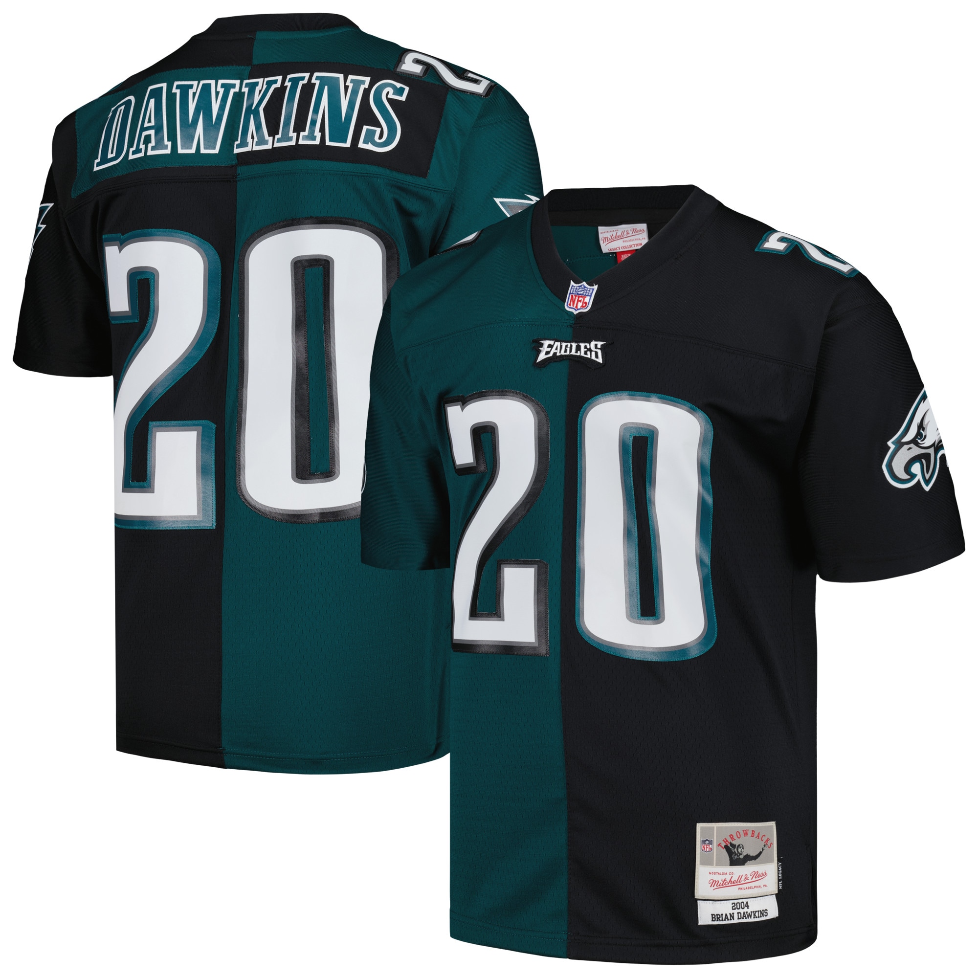 Men's Philadelphia Eagles Brian Dawkins Mitchell & Ness Midnight Green/black 2004 Split Legacy Jersey Js3103