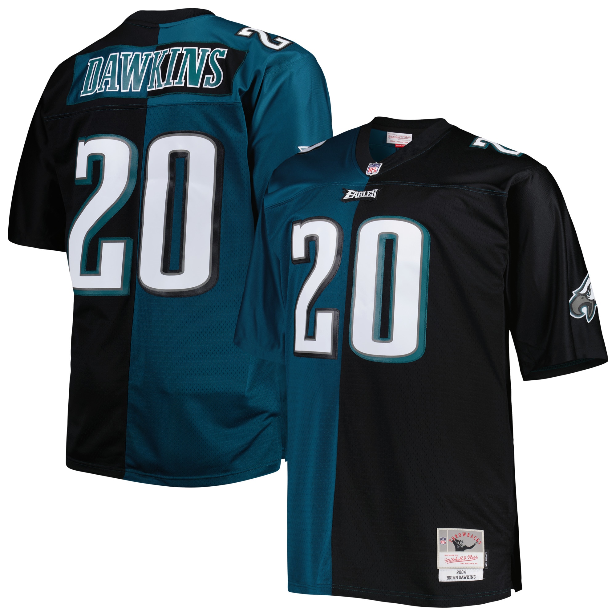 Men's Philadelphia Eagles Brian Dawkins Mitchell & Ness Midnight Green/black Big & Tall Split Legacy Retired Player Jersey Js3388