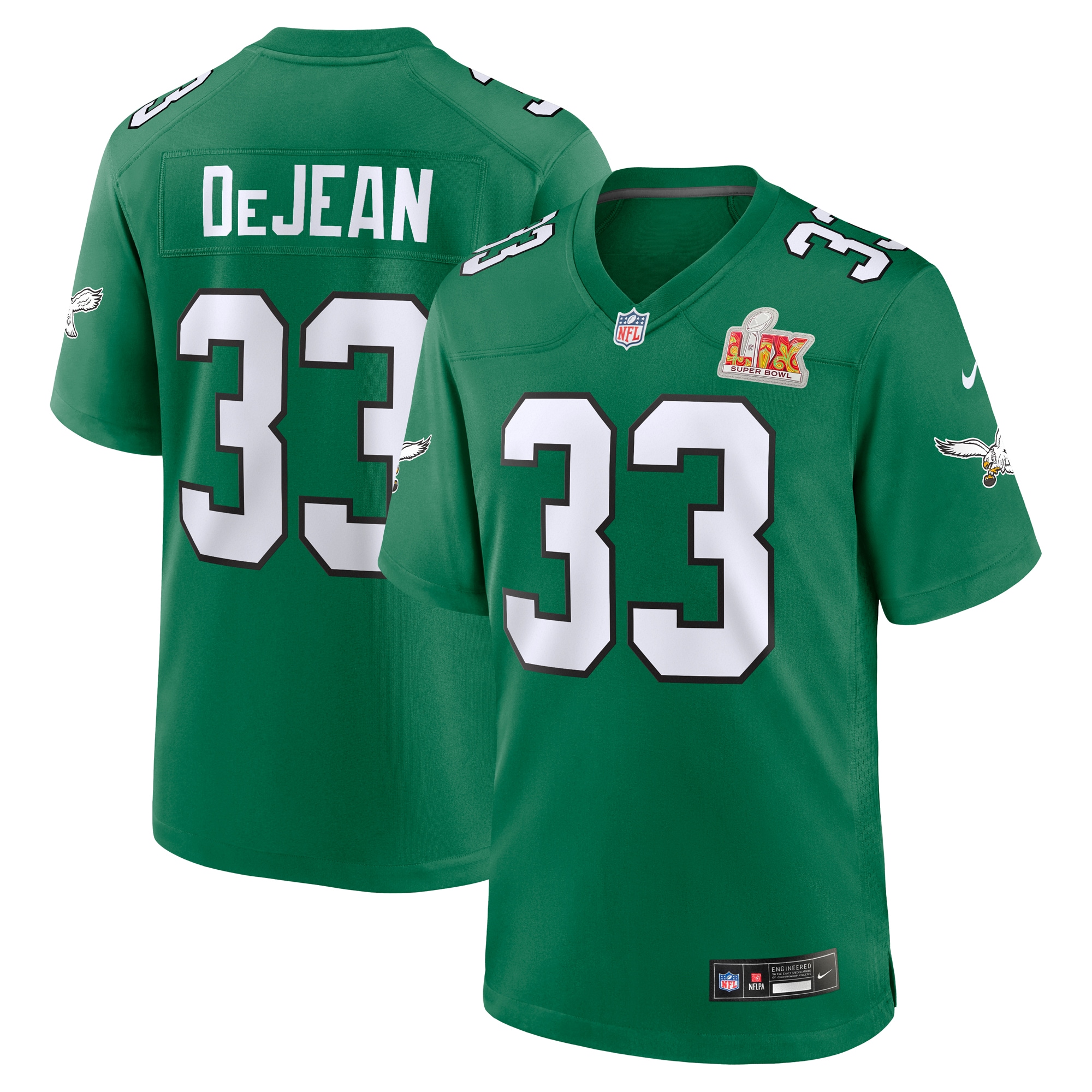 Men's Philadelphia Eagles Cooper Dejean Kelly Green Super Bowl Lix 2nd Alternate Game Jersey Js3197