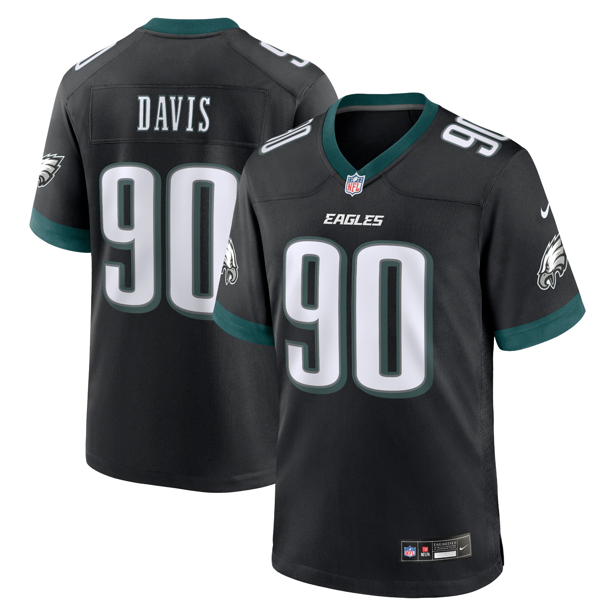 Men's Philadelphia Eagles Davis Black Alternate Game Jersey Js4712