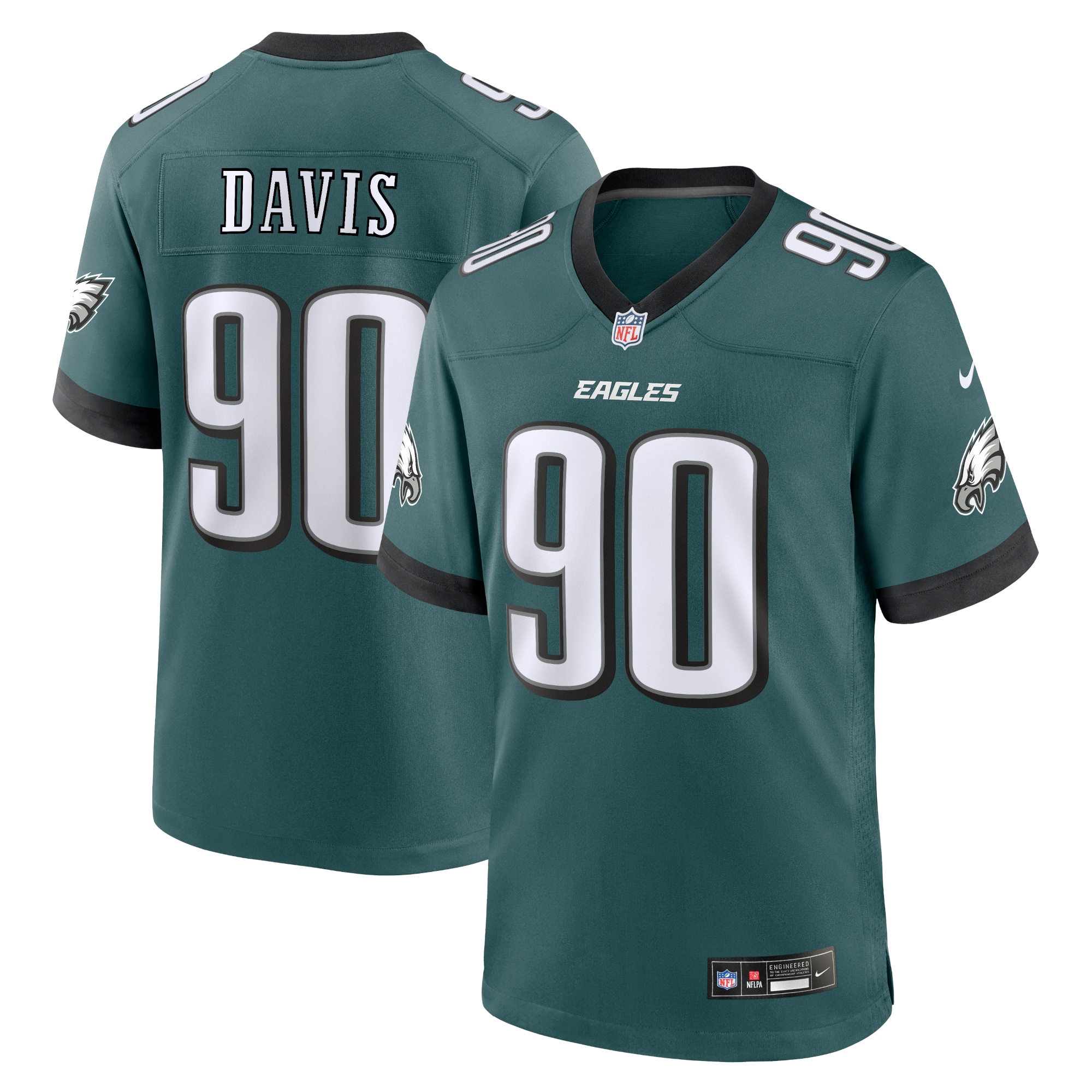 Men's Philadelphia Eagles Davis Midnight Green Team Game Jersey Js9107