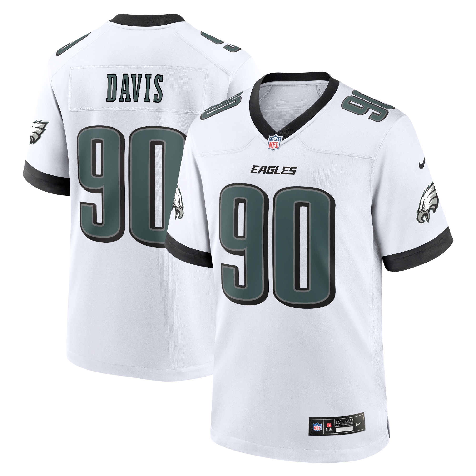 Men's Philadelphia Eagles Davis White White Game Jersey Js6117
