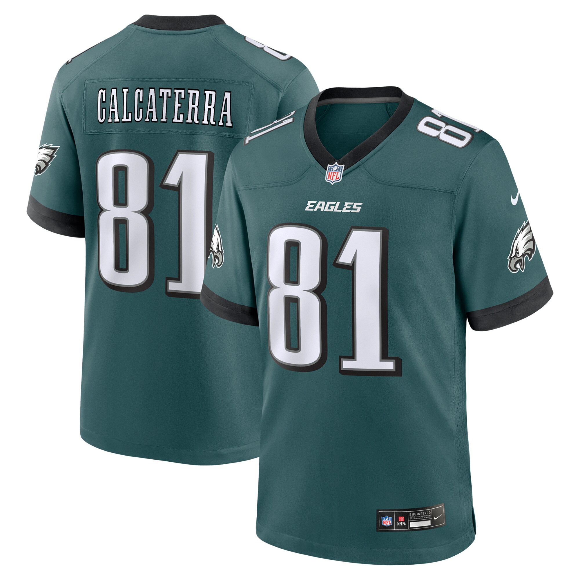 Men's Philadelphia Eagles Grant Calcaterra Midnight Green Team Game Jersey Js5140
