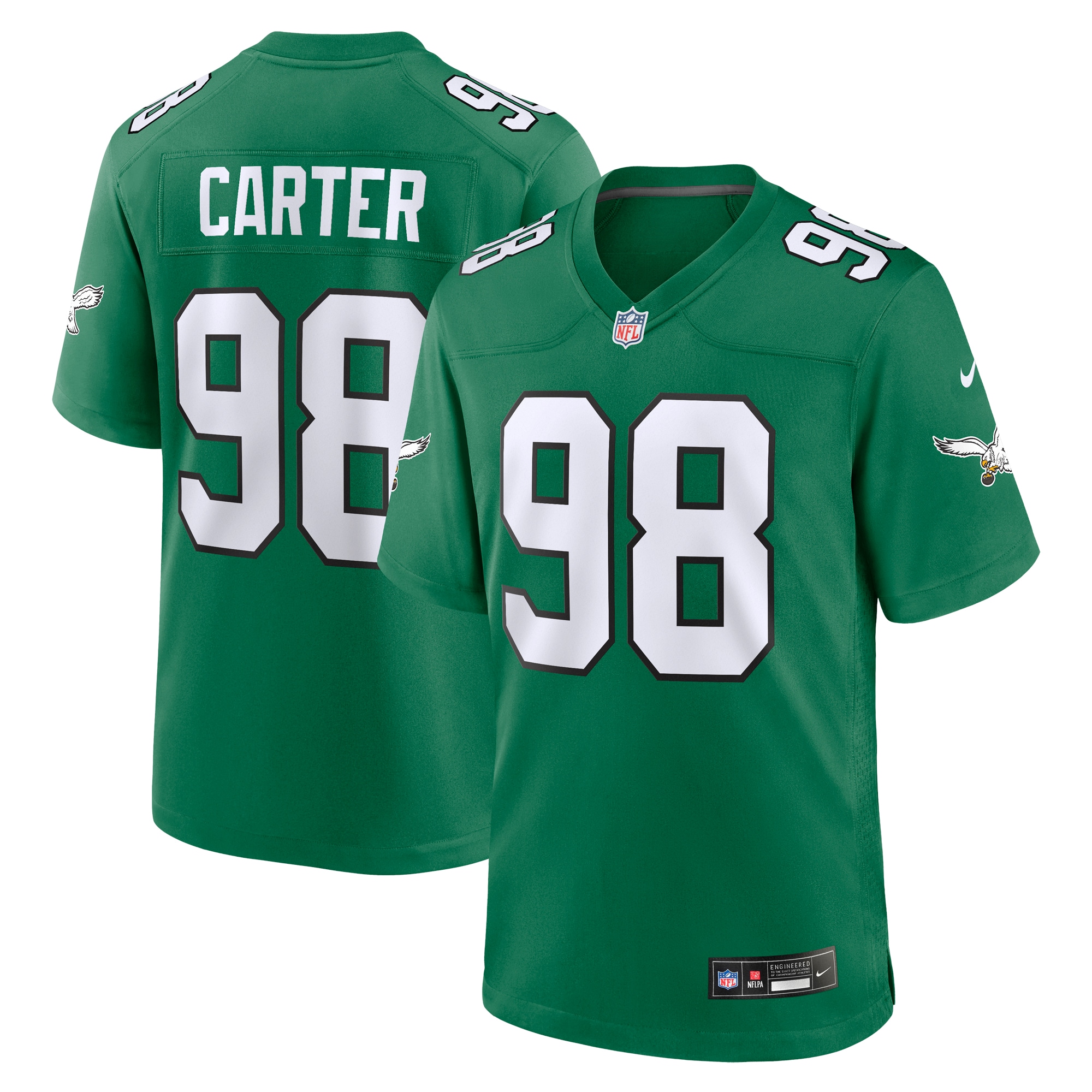 Men's Philadelphia Eagles Jalen Carter Kelly Green Alternate Game Jersey Js2329