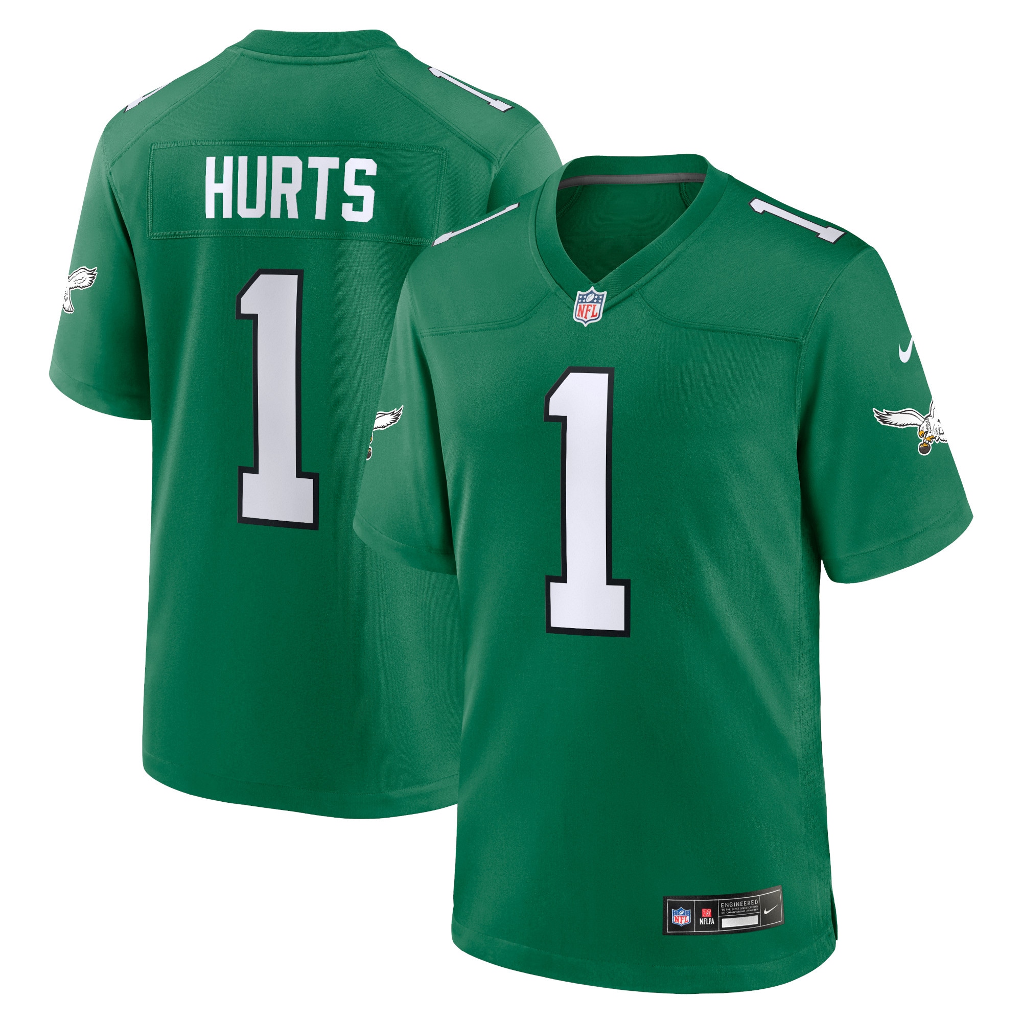 Men's Philadelphia Eagles Jalen Hurts Kelly Green Alternate Game Player Jersey Js3675