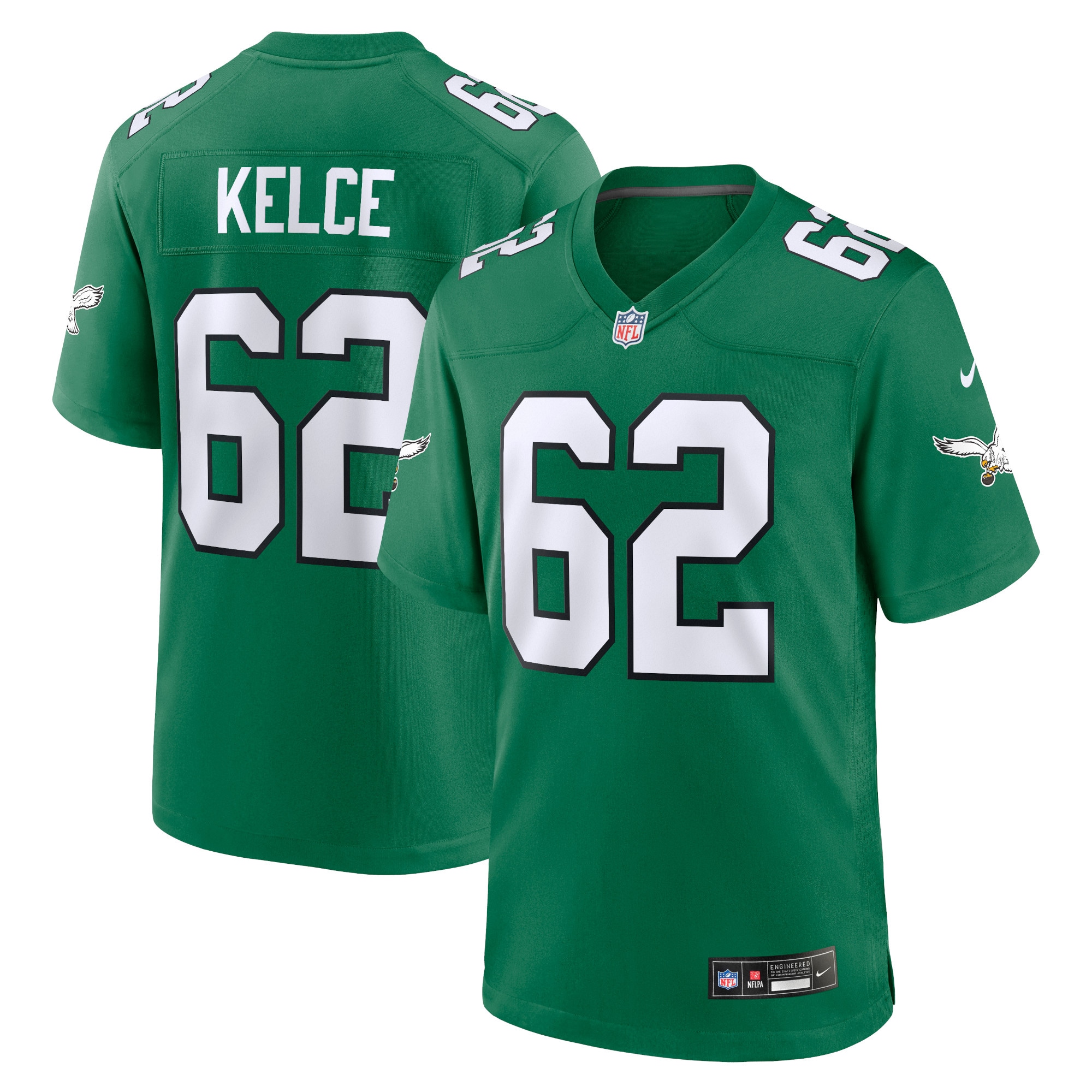 Men's Philadelphia Eagles Jason Kelce Kelly Green Alternate Game Player Jersey Js7358