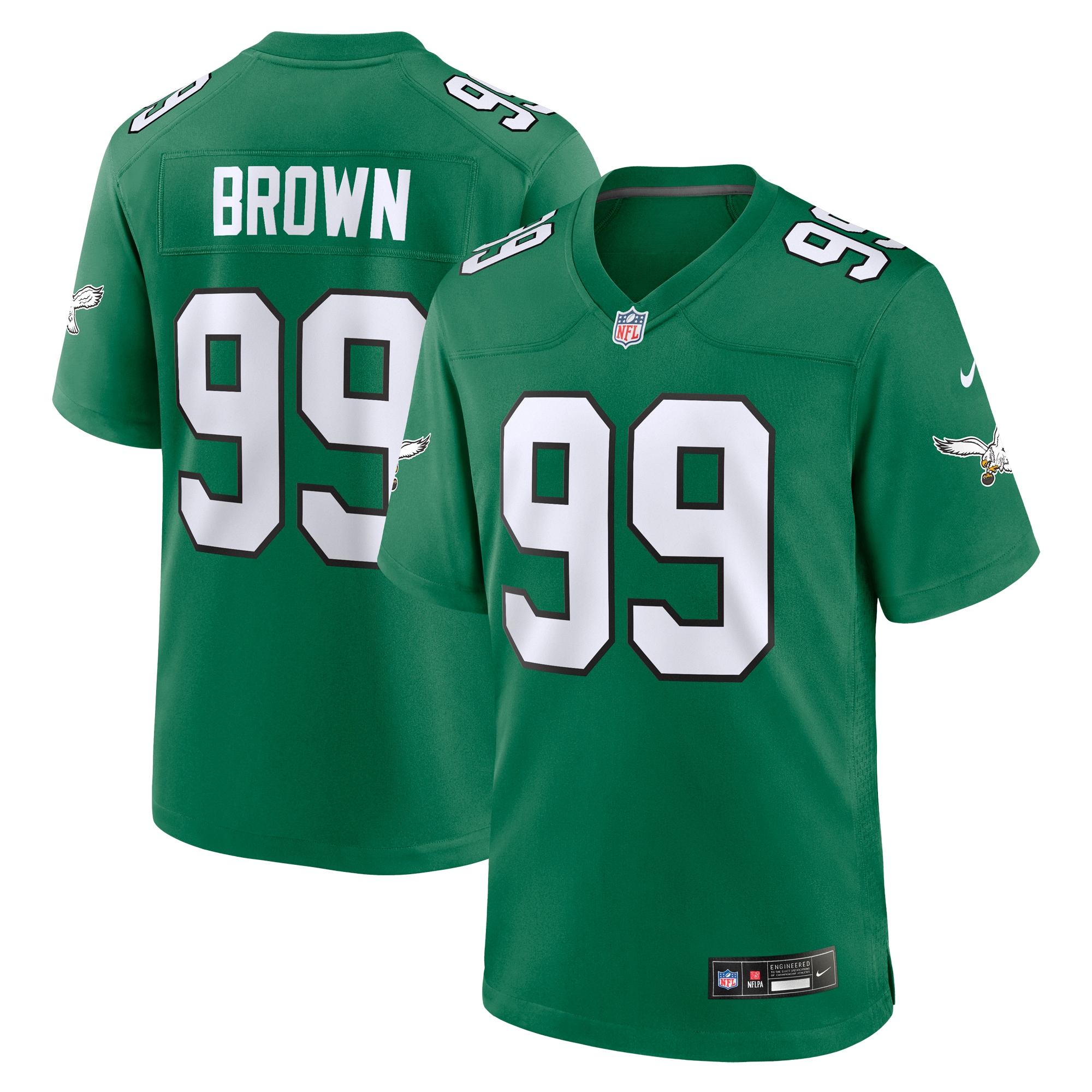 Men's Philadelphia Eagles Jerome Brown Kelly Green Alternate Game Jersey Js1883