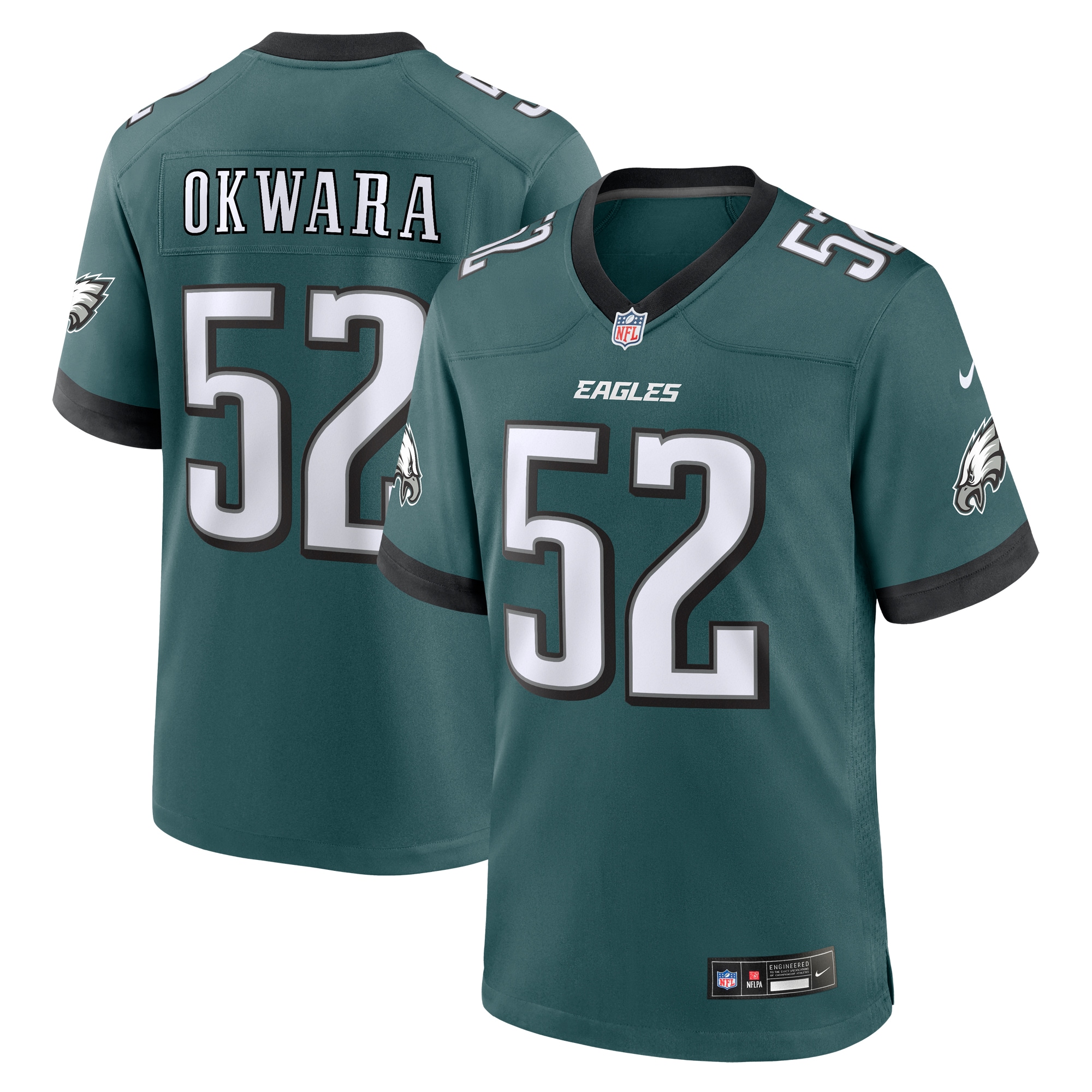 Men's Philadelphia Eagles Julian Okwara Midnight Green Game Jersey Js1949