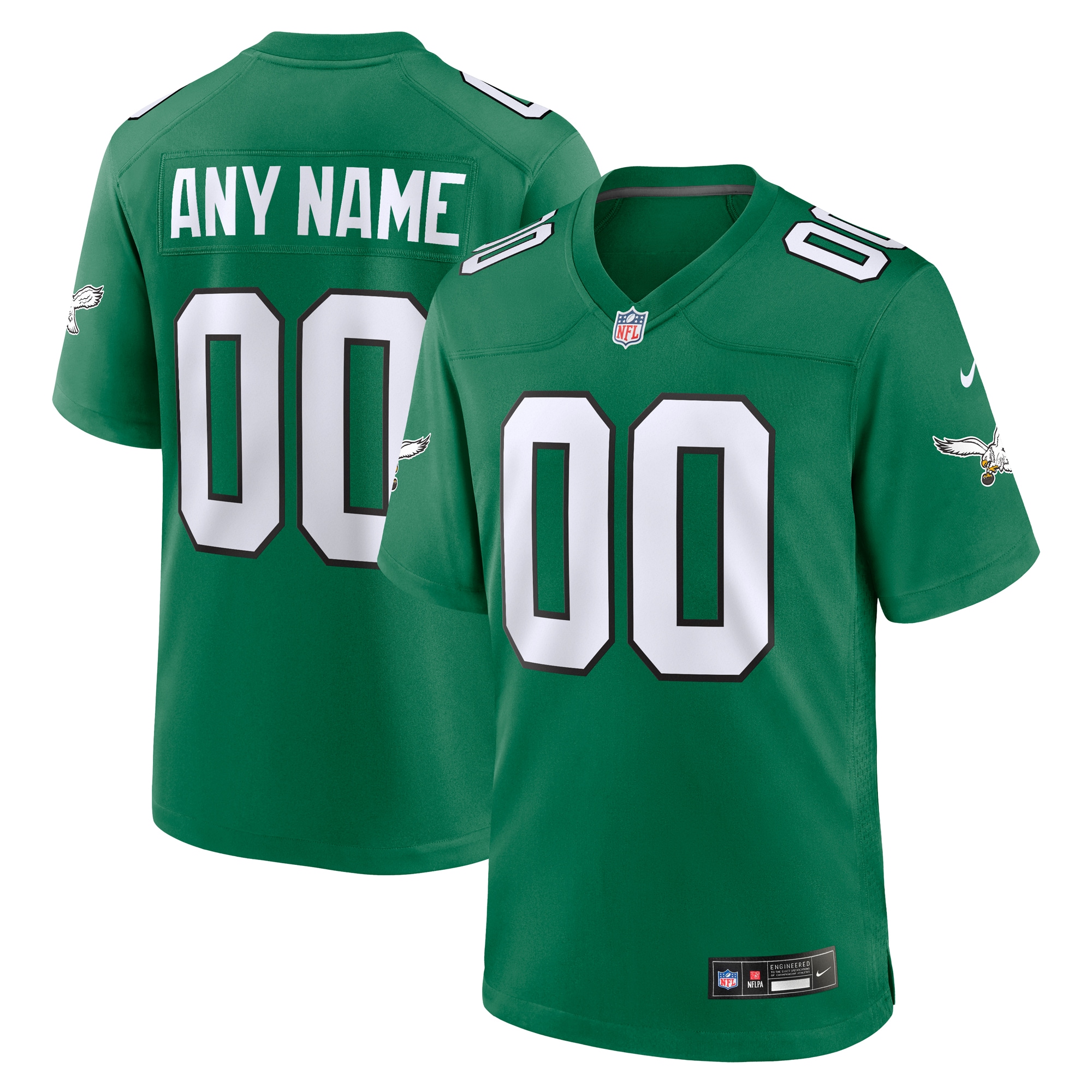 Men's Philadelphia Eagles Kelly Green Alternate Custom Game Jersey Js3442