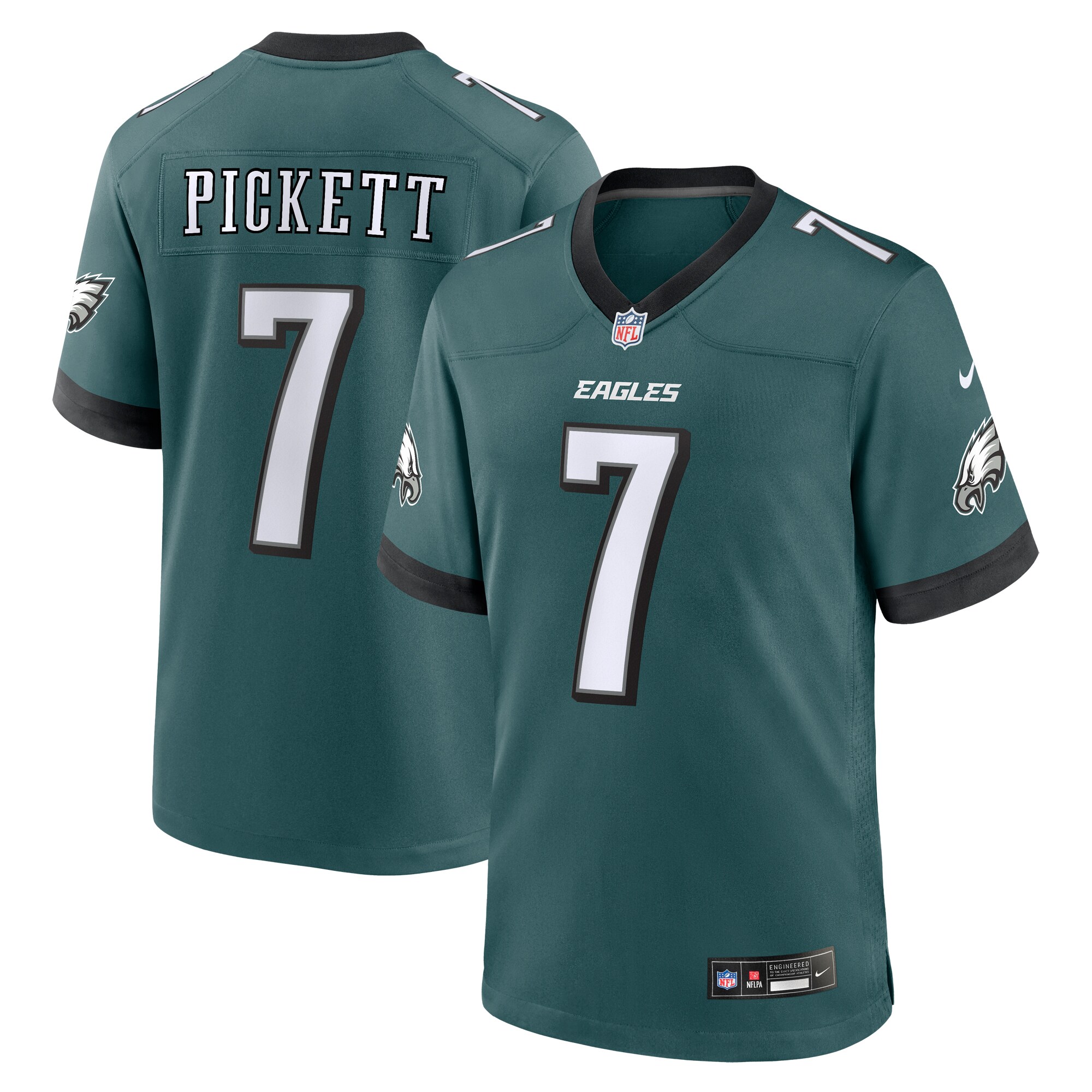 Men's Philadelphia Eagles Kenny Pickett Midnight Green Game Jersey Js2357