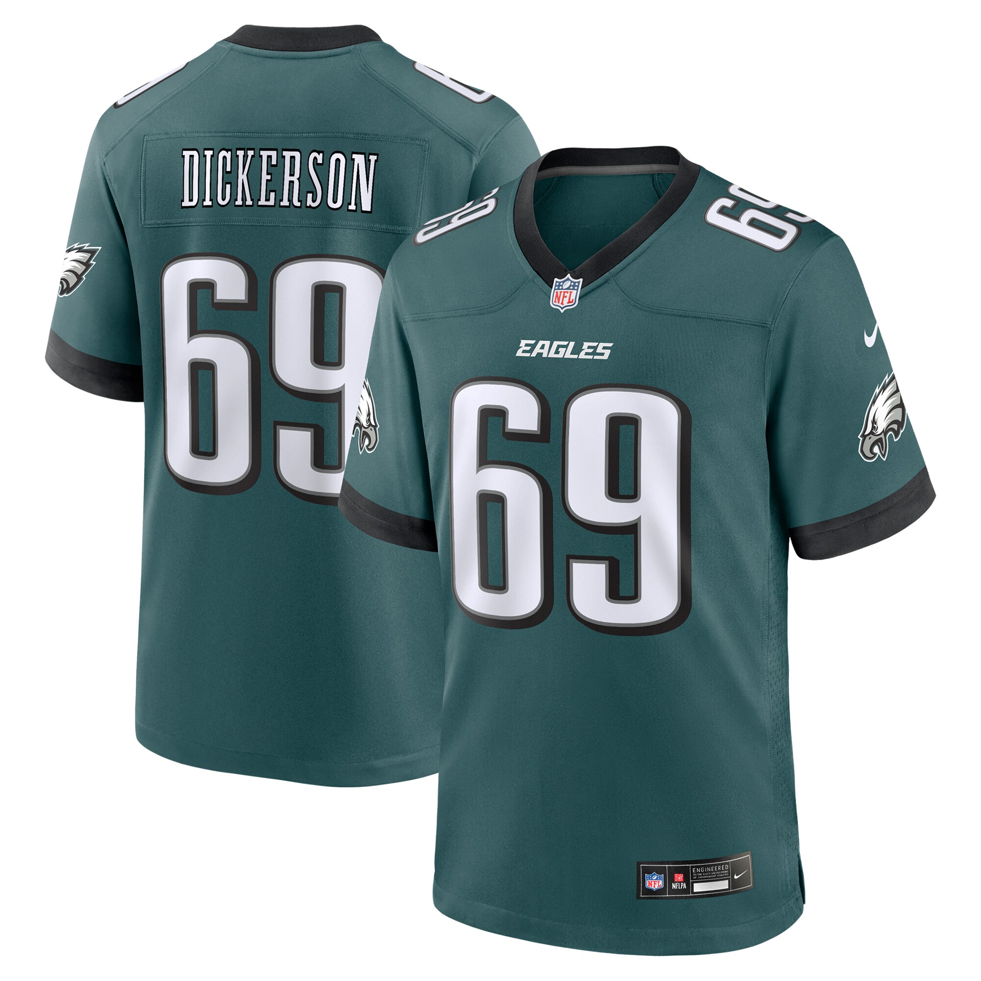 Men's Philadelphia Eagles Landon Dickerson Midnight Green Team Game Jersey Js3737