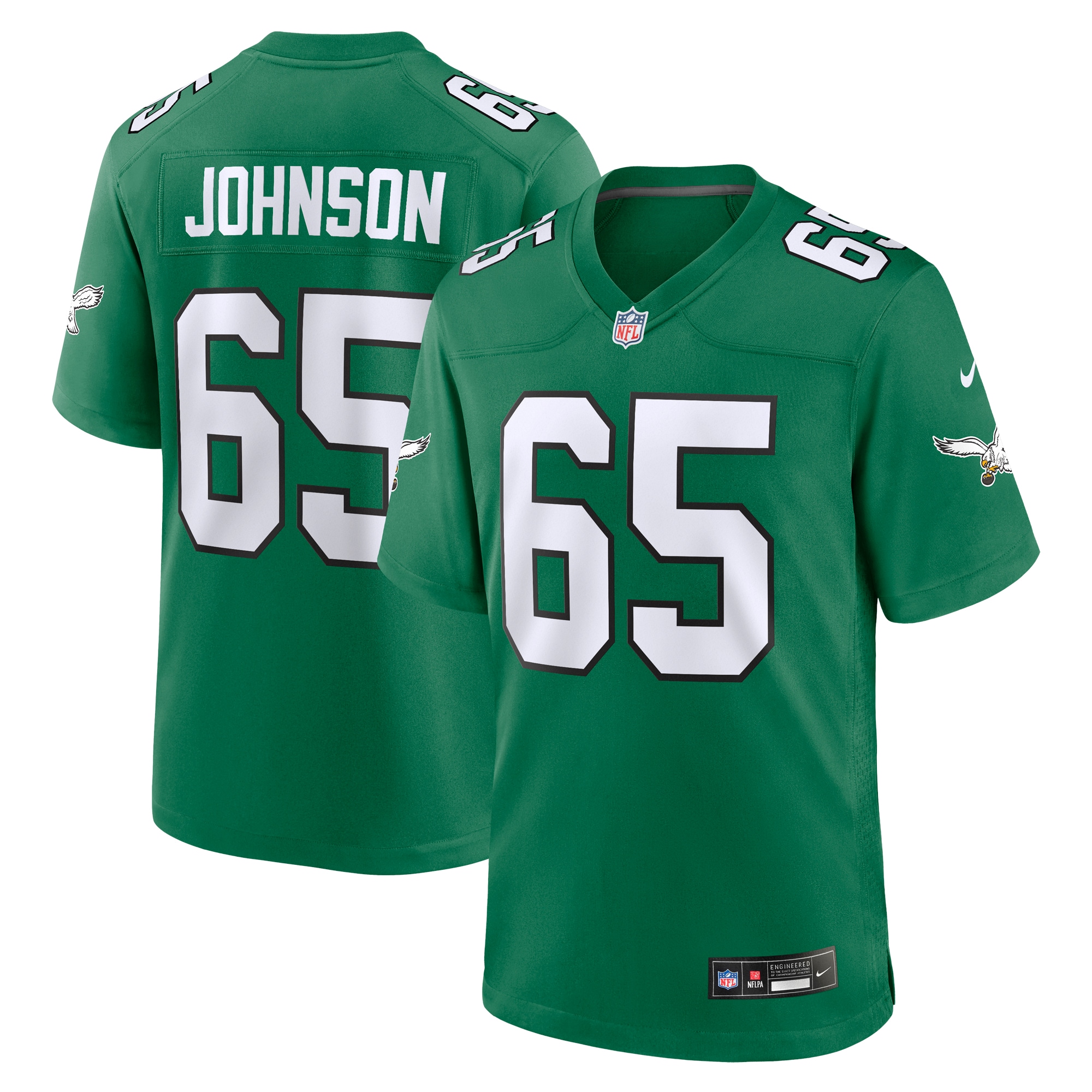 Men's Philadelphia Eagles Lane Johnson Kelly Green Alternate Game Jersey Js6269