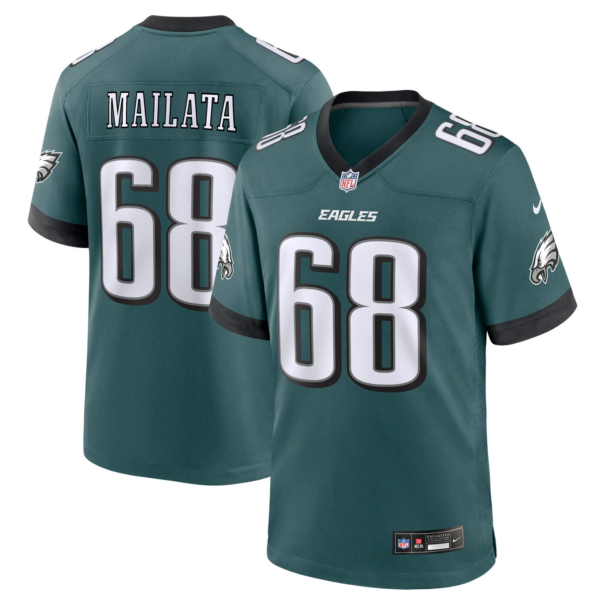 Men's Philadelphia Eagles Mailata Midnight Green Team Game Jersey Js3479