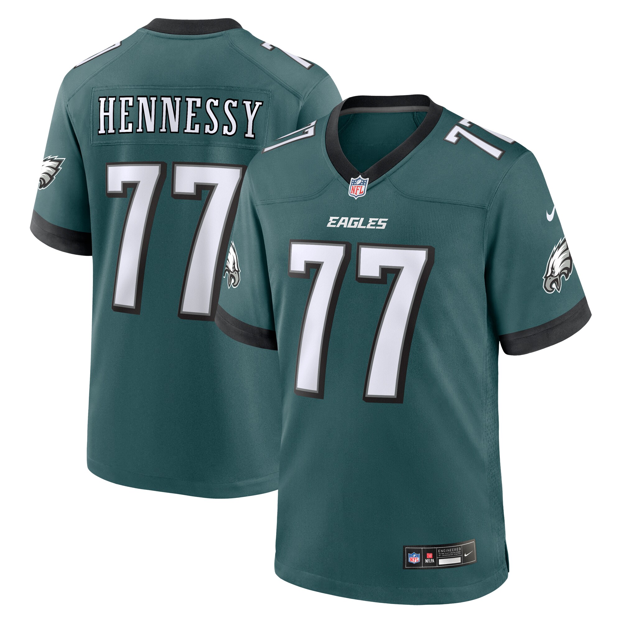 Men's Philadelphia Eagles Matt Hennessy Midnight Green Game Jersey Js4049