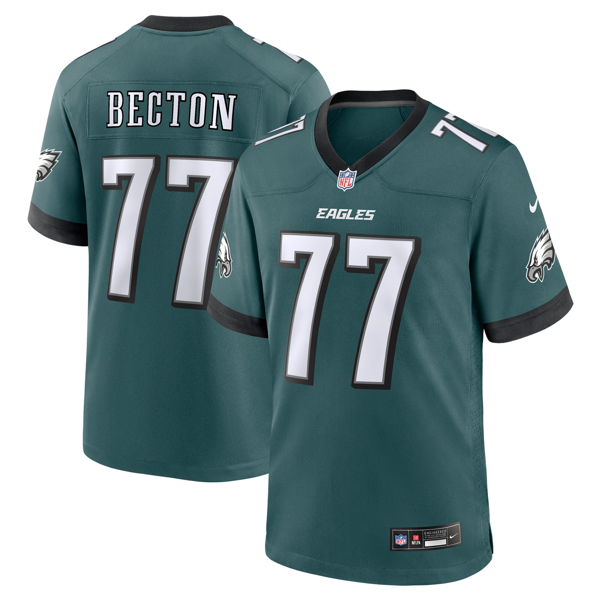 Men's Philadelphia Eagles Mekhi Becton Midnight Green Team Game Jersey Js9139