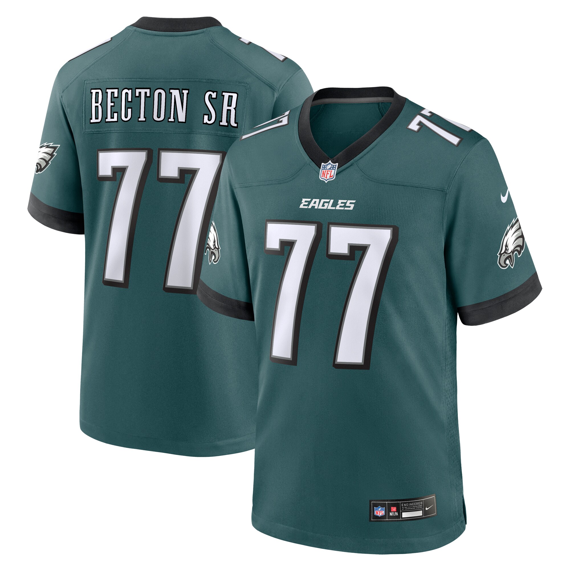 Men's Philadelphia Eagles Mekhi Becton Sr. Midnight Green Game Jersey Js3277
