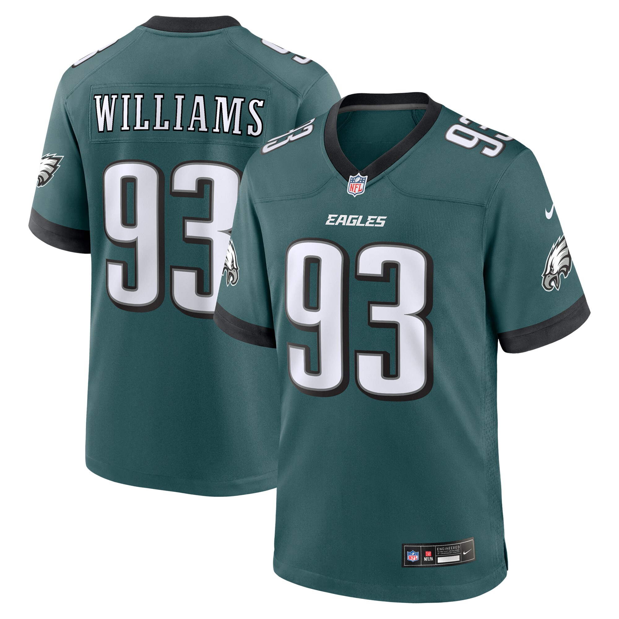 Men's Philadelphia Eagles Milton Williams Midnight Green Team Game Jersey Js7155