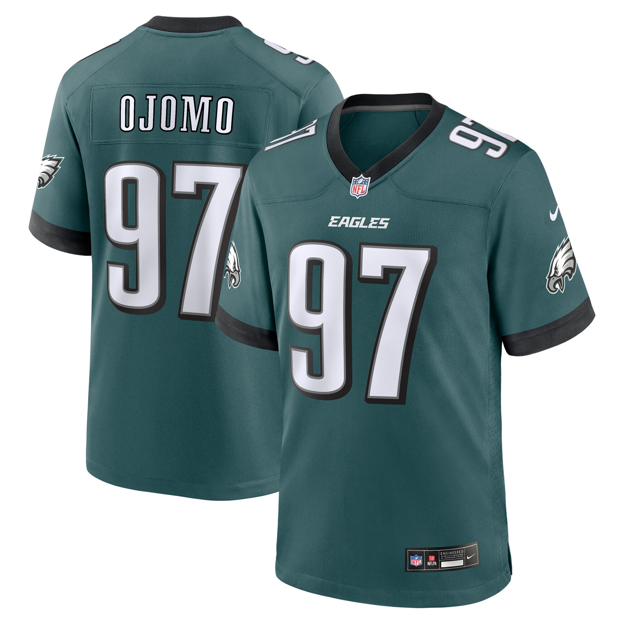 Men's Philadelphia Eagles Moro Ojomo Midnight Green Team Game Jersey Js6617