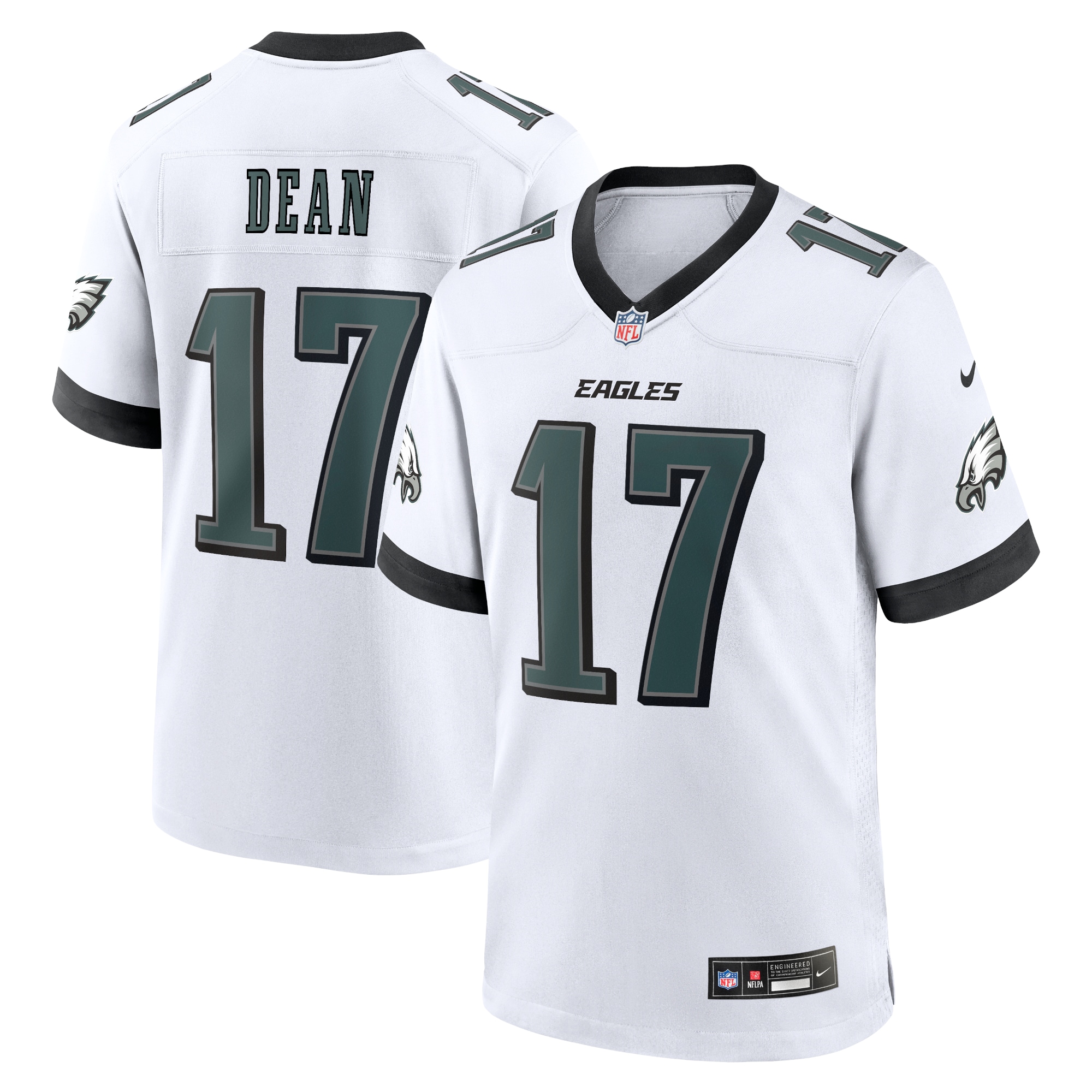 Men's Philadelphia Eagles Nakobe Dean White White Game Jersey Js9124