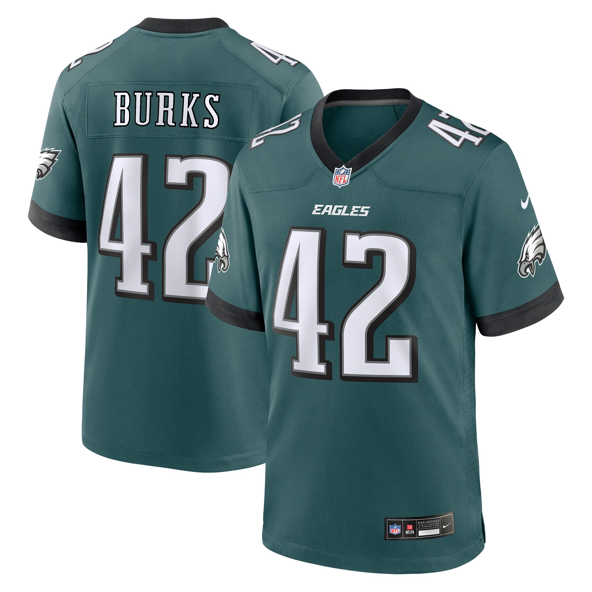 Men's Philadelphia Eagles Oren Burks Midnight Green Game Jersey Js4727