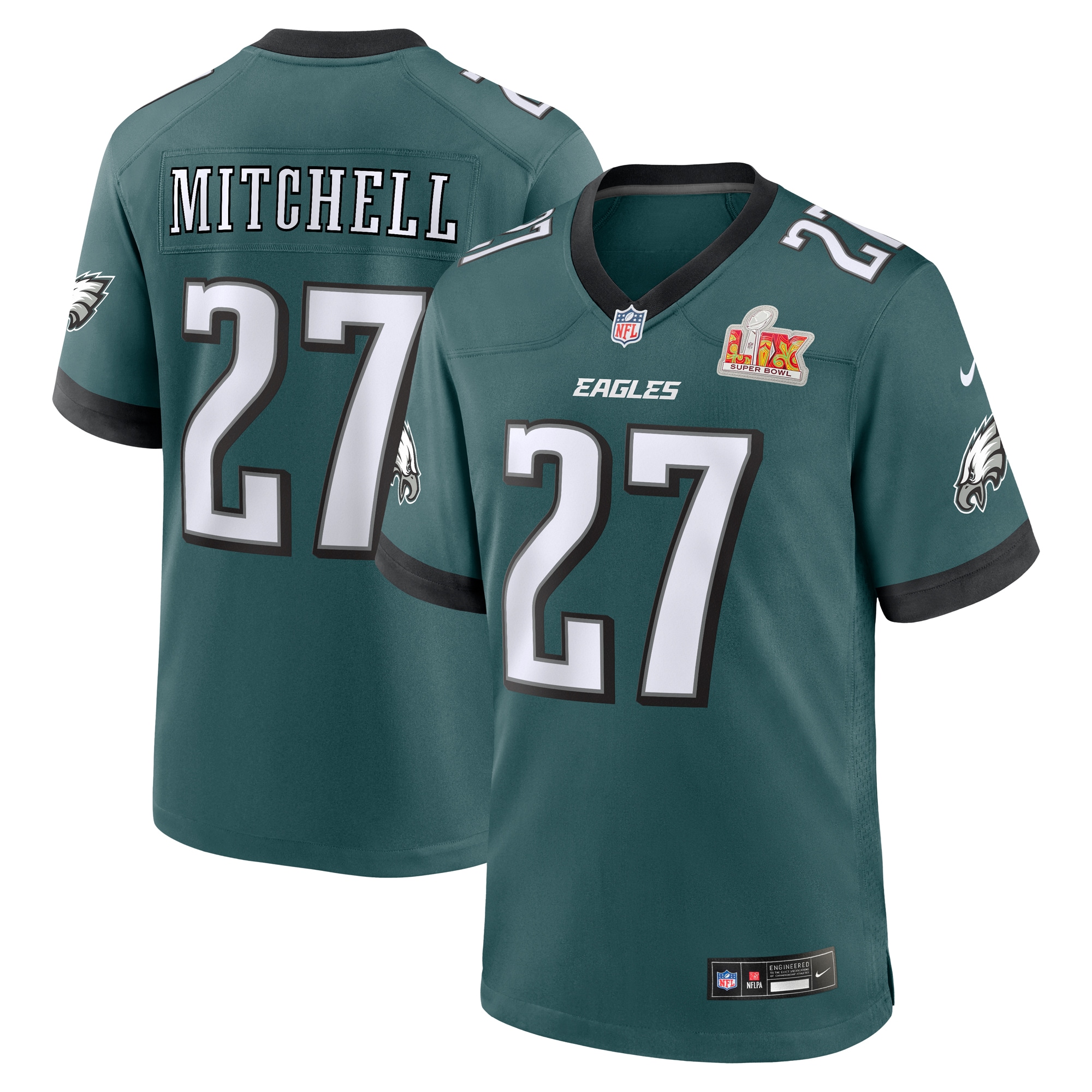 Men's Philadelphia Eagles Quinyon Mitchell Midnight Green Super Bowl Lix Game Player Jersey Js2948
