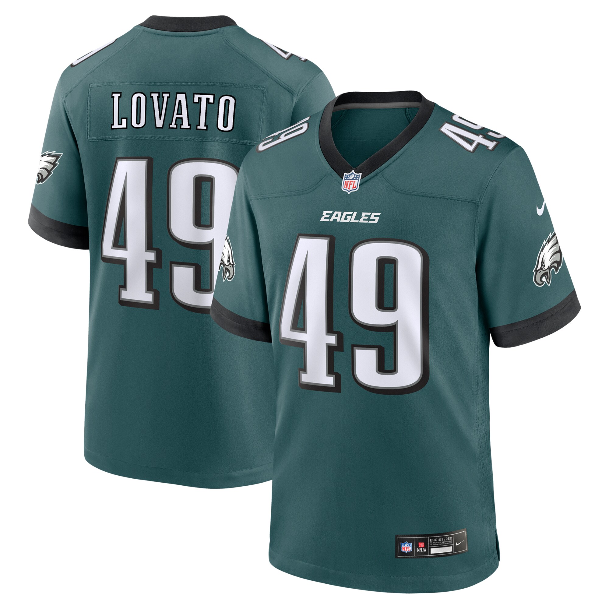 Men's Philadelphia Eagles Rick Lovato Midnight Green Team Game Jersey Js5458