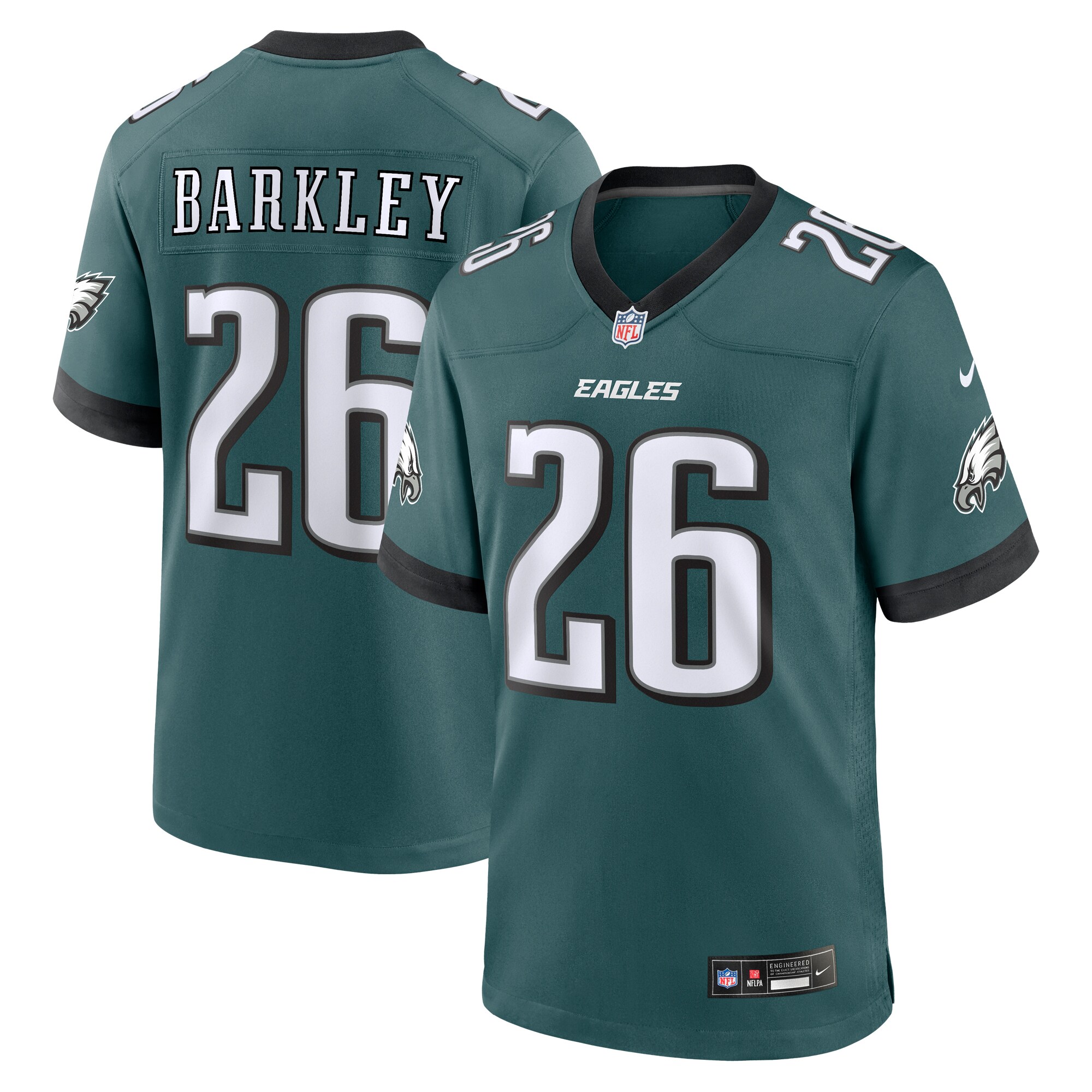 Men's Philadelphia Eagles Saquon Barkley Midnight Green Game Player Jersey Js4200