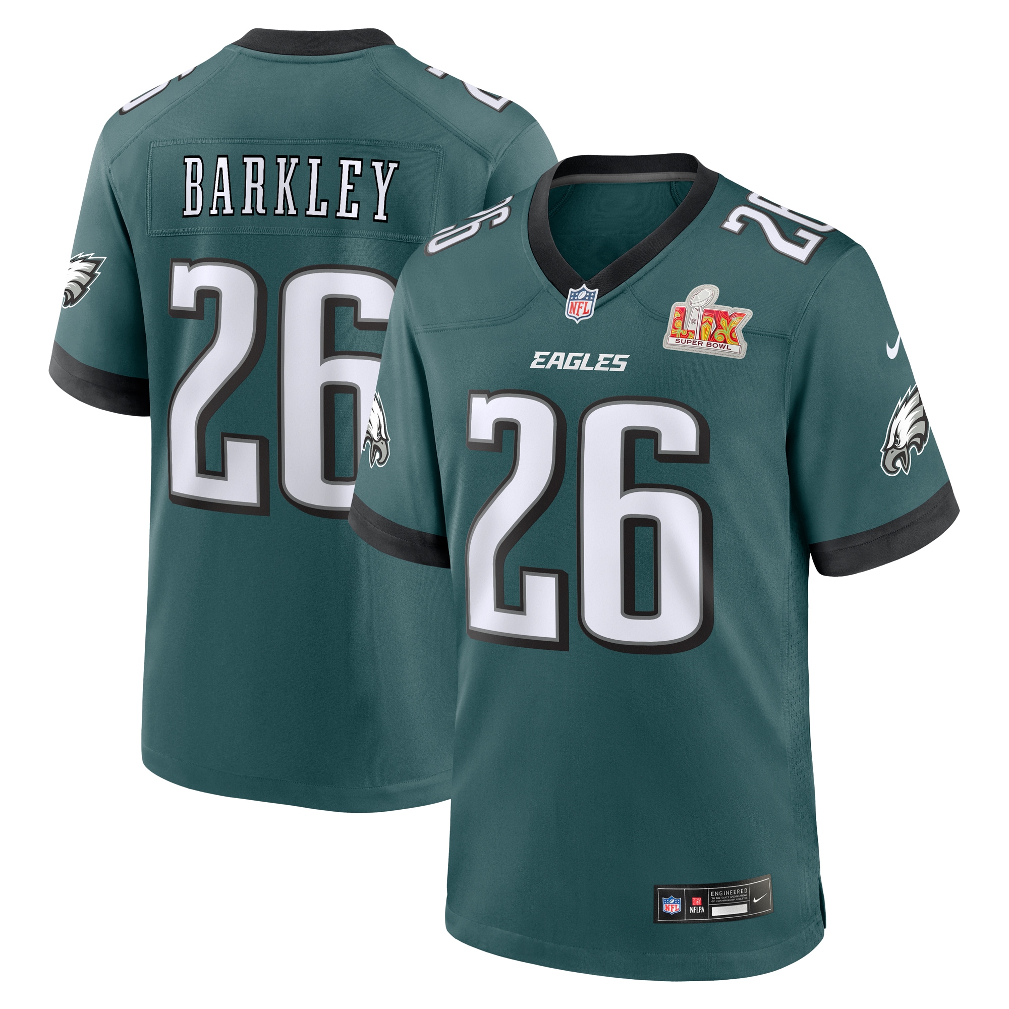 Men's Philadelphia Eagles Saquon Barkley Midnight Green Super Bowl Lix Game Player Jersey Js1787