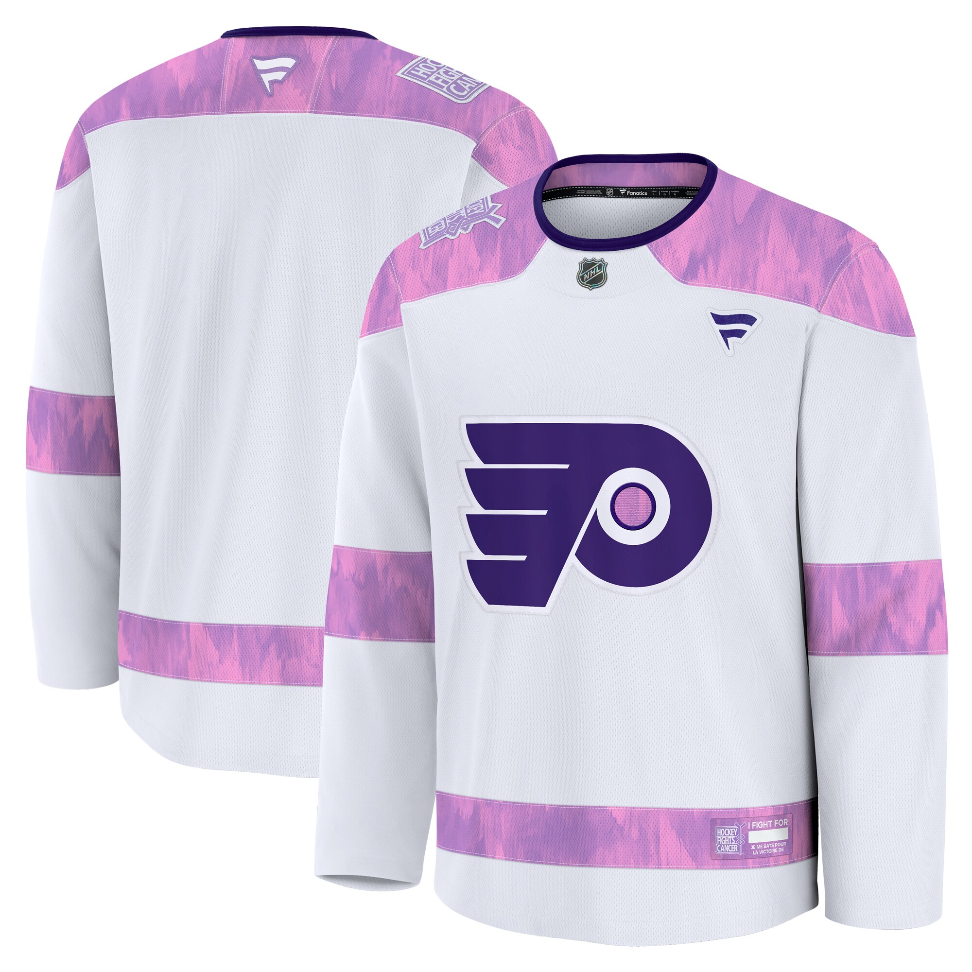 Men's Philadelphia Flyers White 2024 Hockey Fights Cancer Practice Jersey