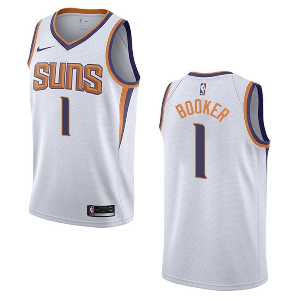 Men's Phoenix Suns 1 Devin Booker Association Swingman Jersey - White