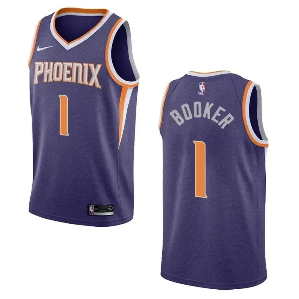 Men's Phoenix Suns 1 Devin Booker Icon Swingman Jersey - Purple