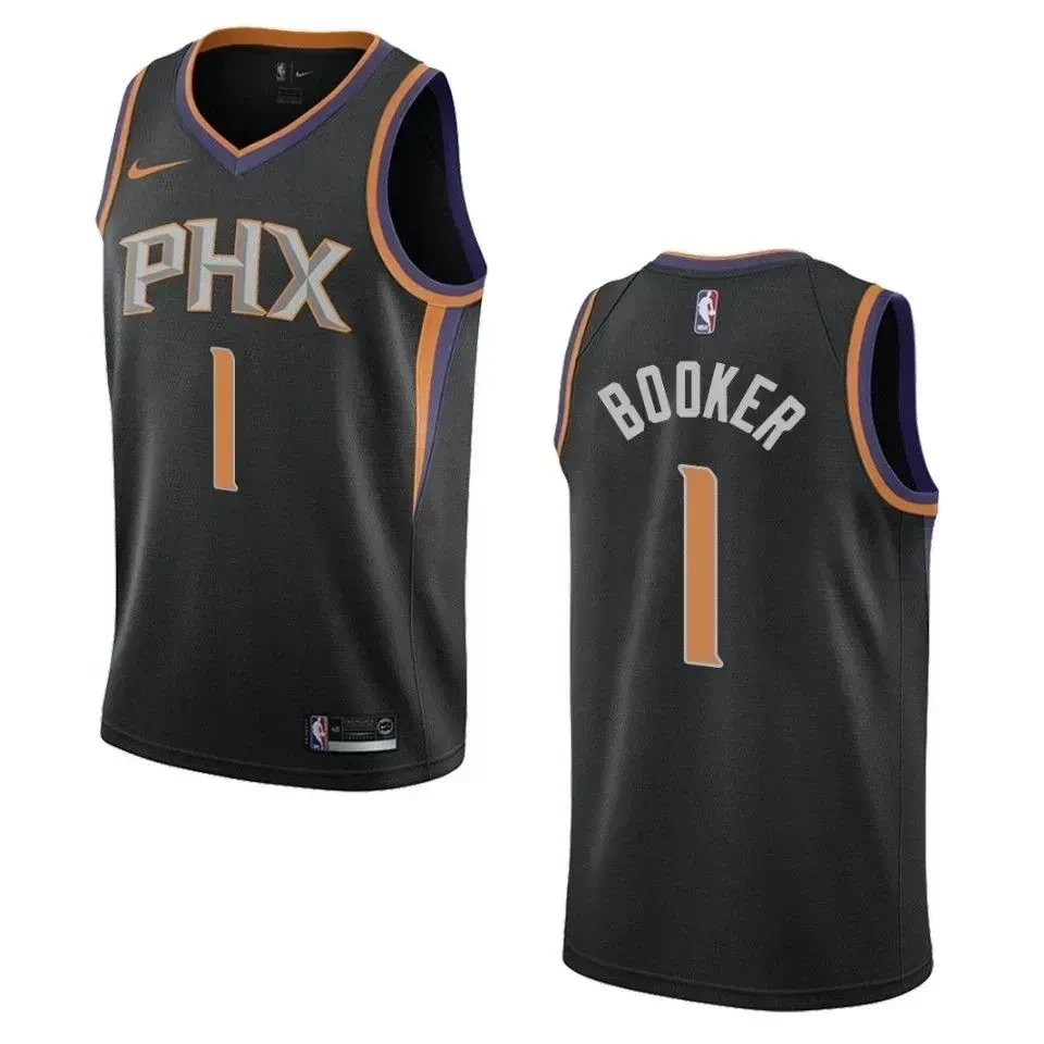 Men's Phoenix Suns 1 Devin Booker Statement Swingman Jersey - Black