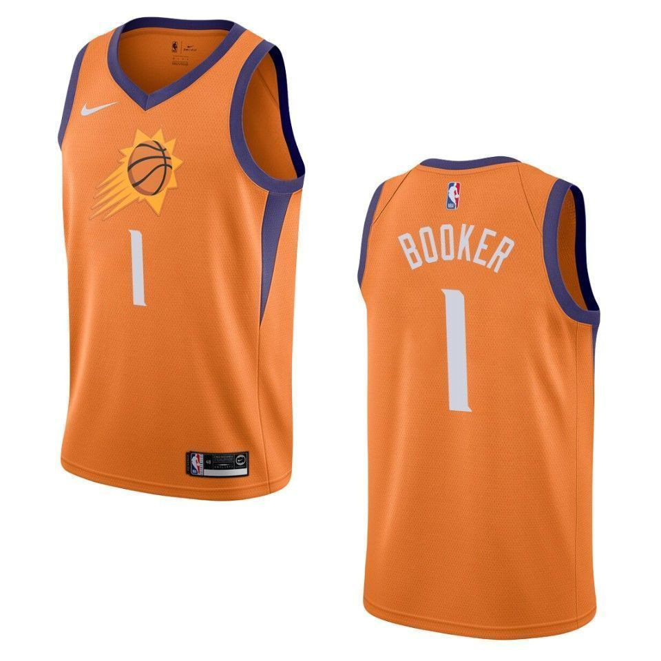 Men's Phoenix Suns 1 Devin Booker Statement Swingman Jersey - Orange