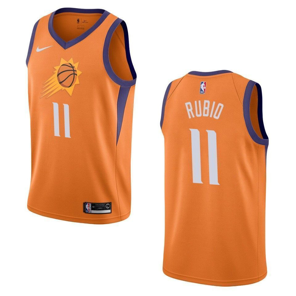 Men's Phoenix Suns 11 Ricky Rubio Statement Swingman Jersey - Orange
