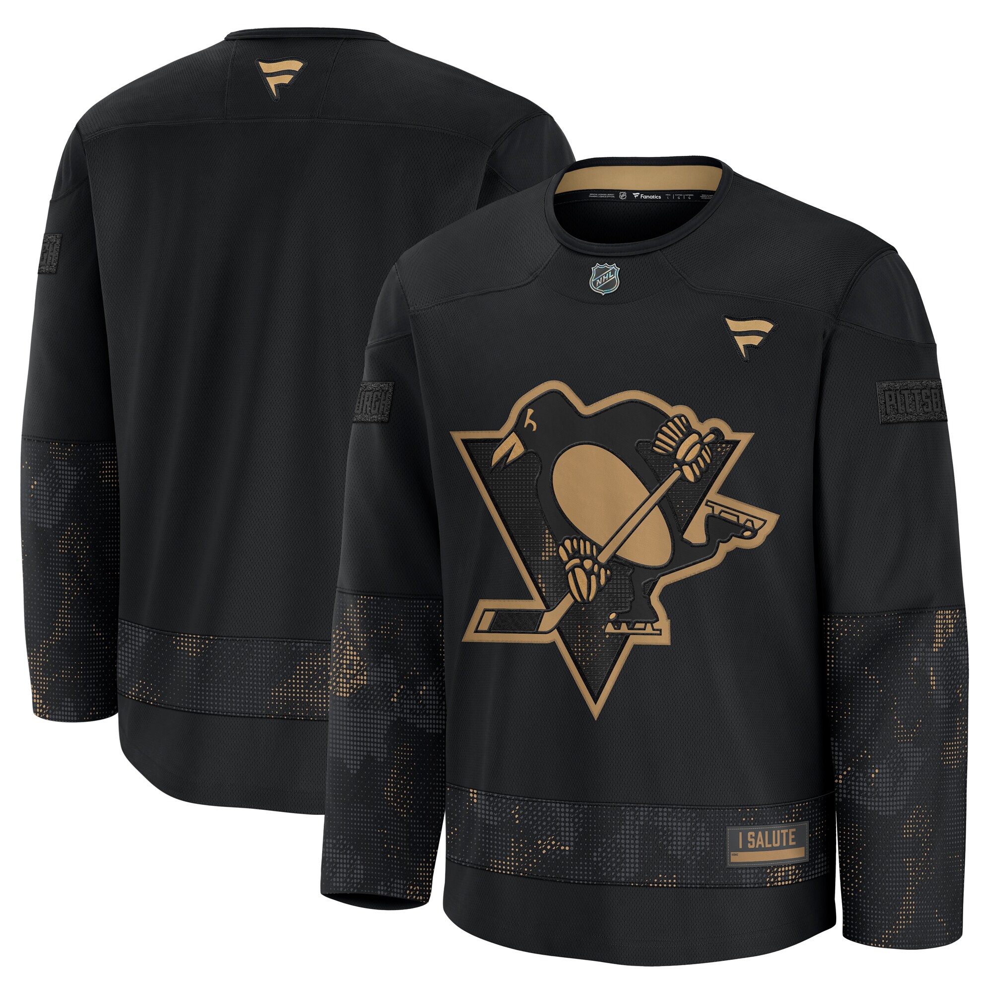 Men's Pittsburgh Penguins Black 2024 Military Appreciation Practice Jersey
