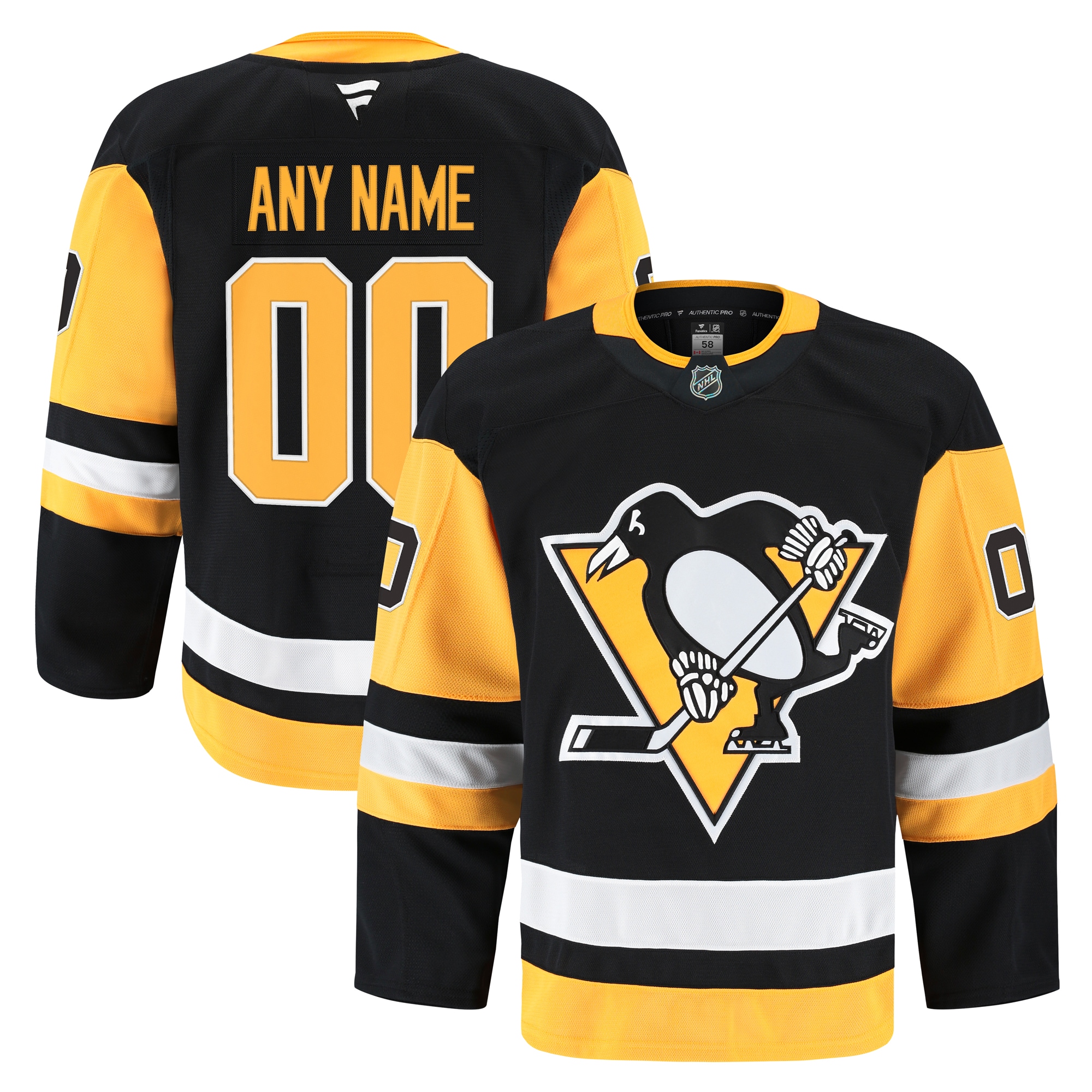 Men's Pittsburgh Penguins Black Home Pro Custom Jersey
