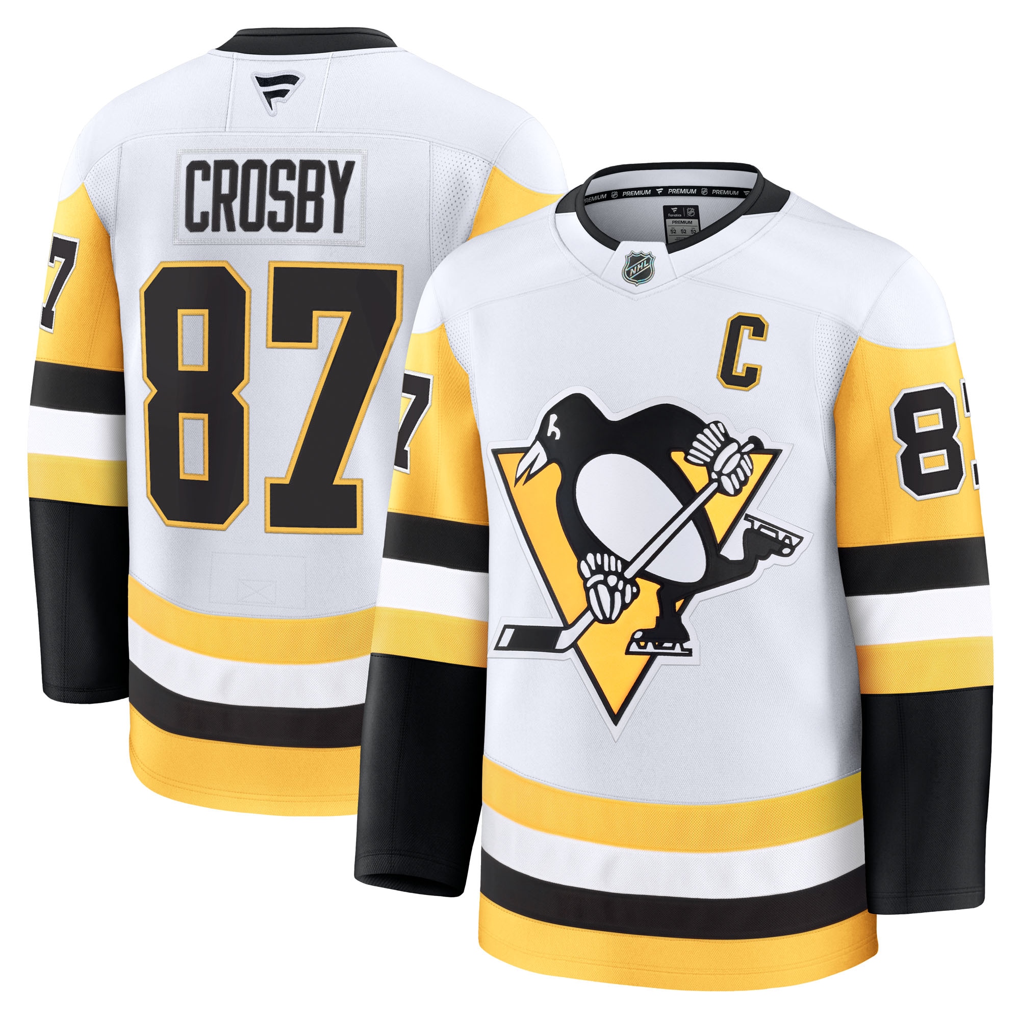 Men's Pittsburgh Penguins Sidney Crosby White Away Premium Jersey