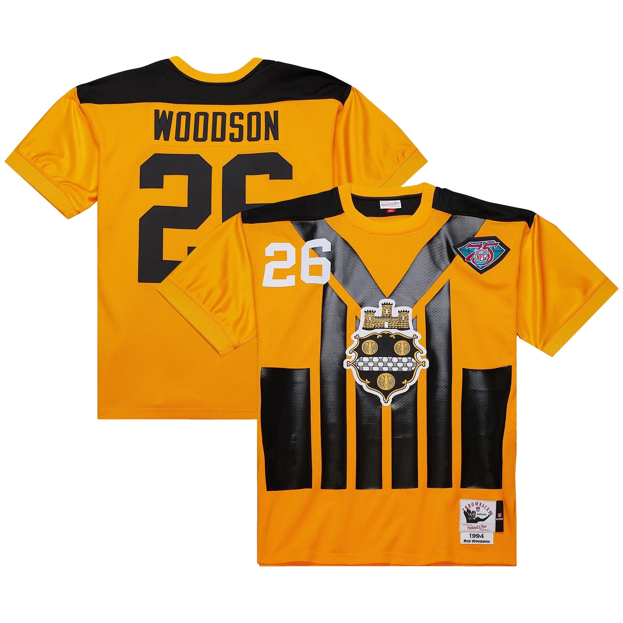 Men's Pittsburgh Steelers 1994 Rod Woodson Mitchell & Ness Gold Throwback Retired Player Jersey Js9404