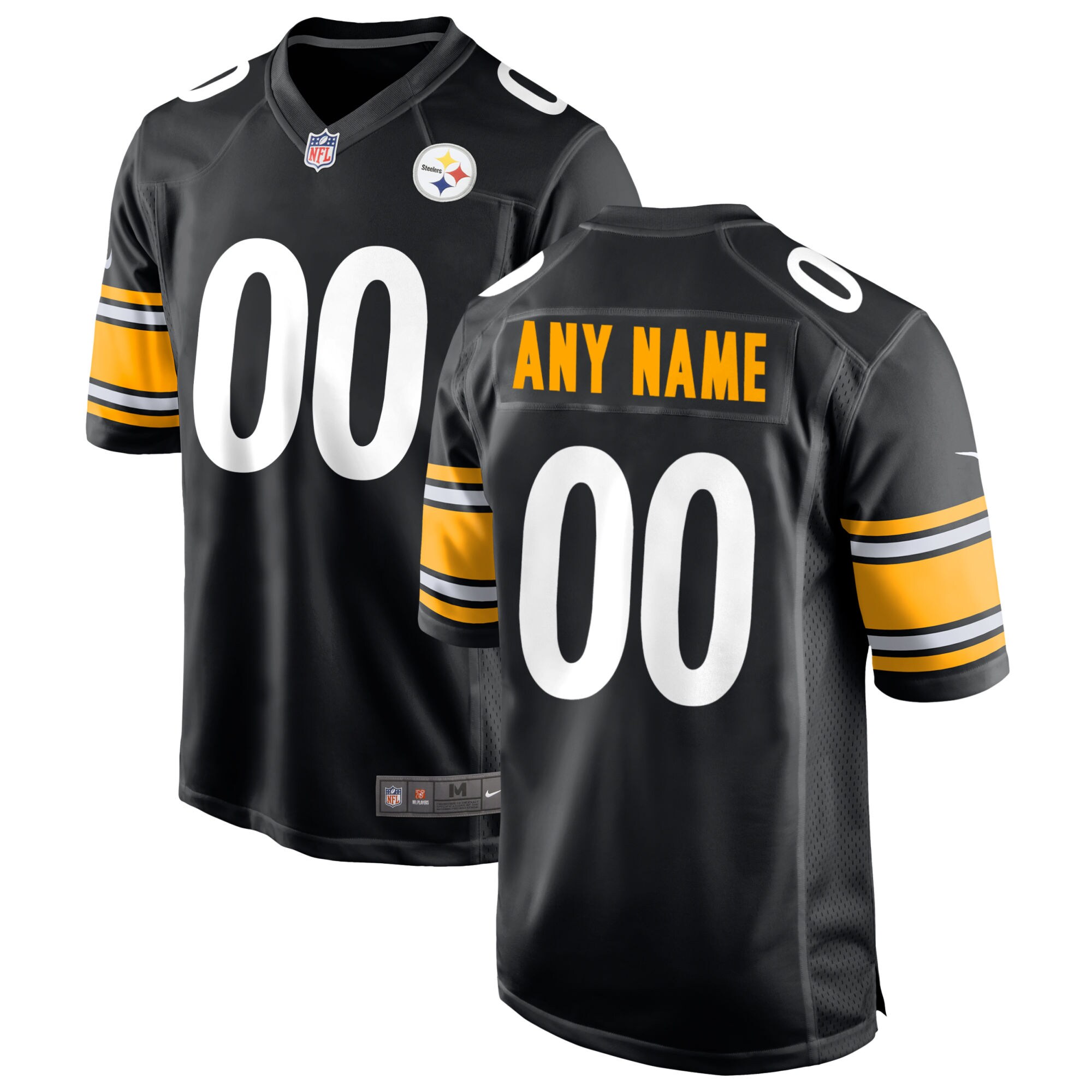 Men's Pittsburgh Steelers Black Custom Game Jersey Js2159