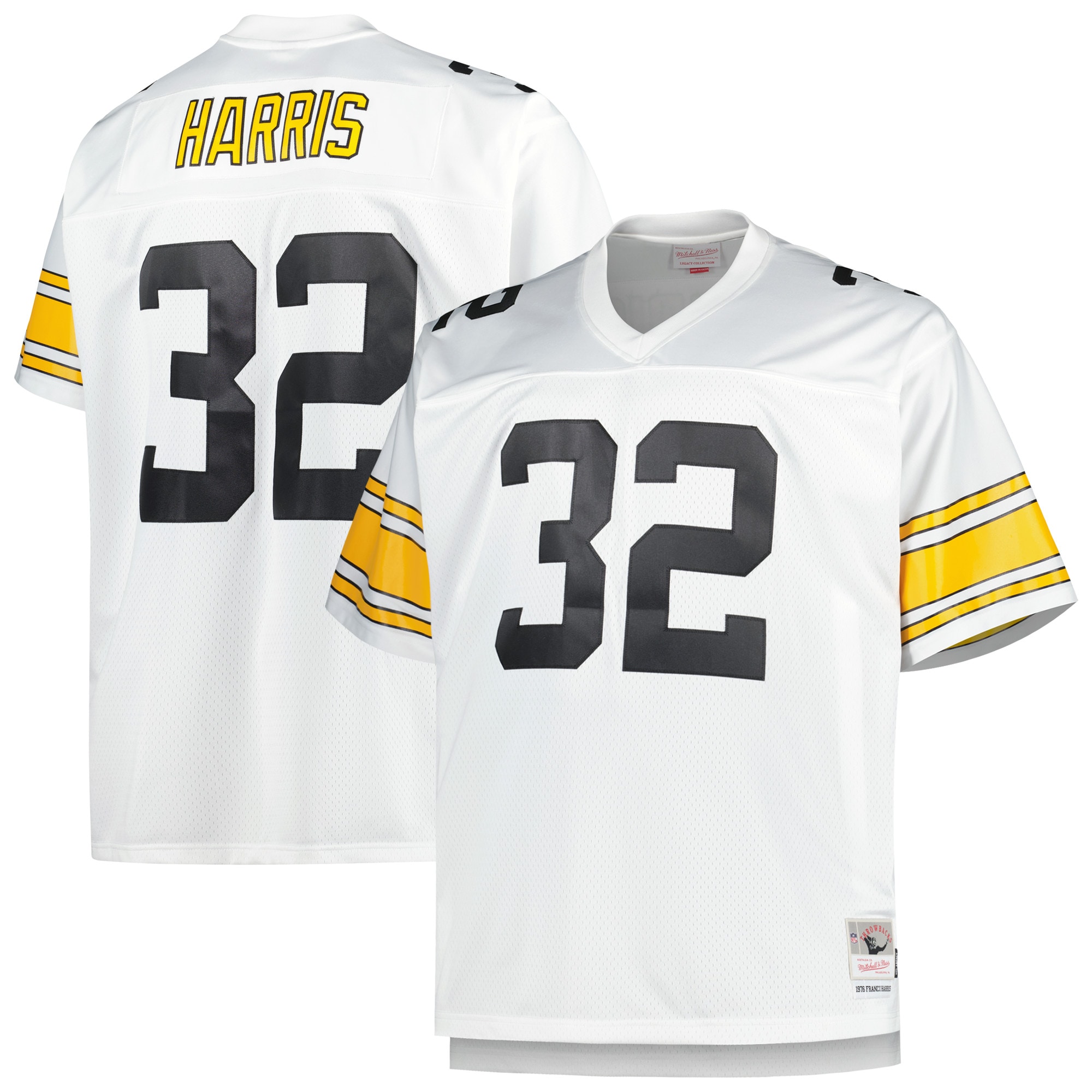 Men's Pittsburgh Steelers Franco Harris Mitchell & Ness White Big & Tall 1976 Retired Player Jersey Js8667