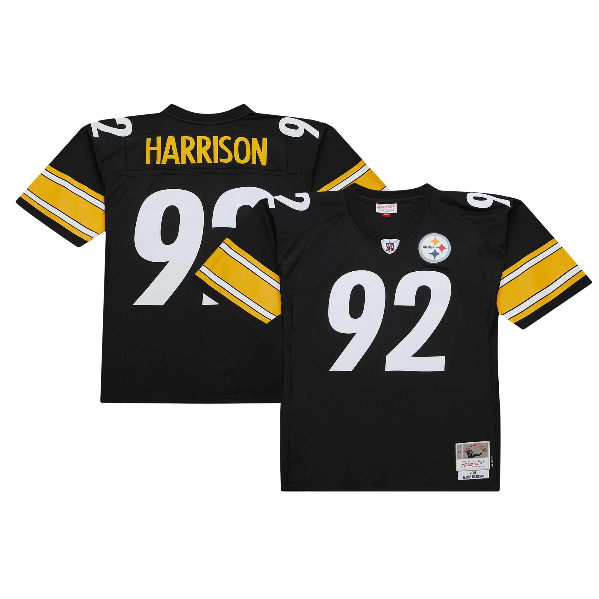 Men's Pittsburgh Steelers James Harrison Mitchell & Ness Black Legacy Jersey Js4860
